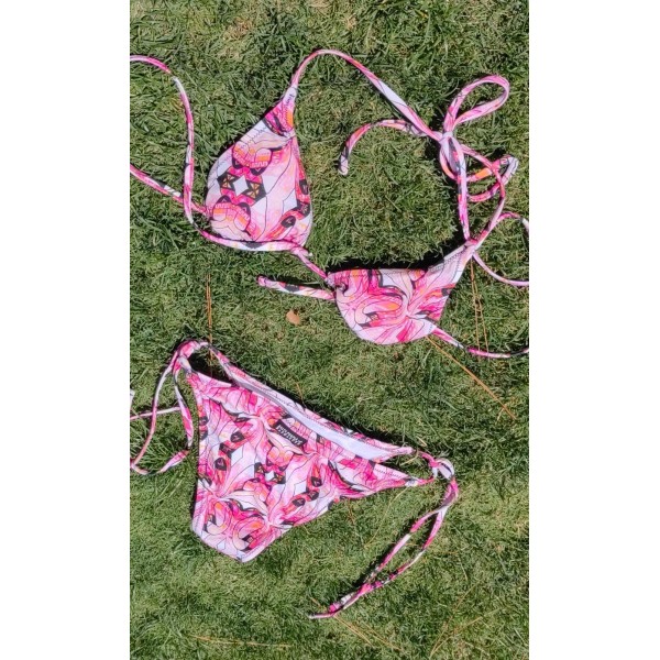 Pink Sulca Pattern Bikini Set