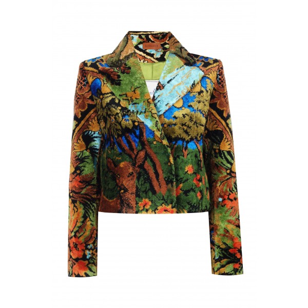 Deer Patterned Silk Carpet Jacket (Special Order-Custom Made)