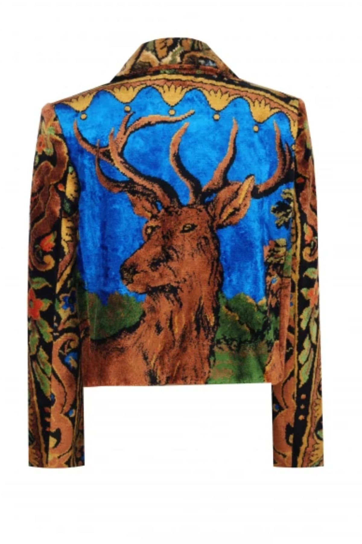 Deer Patterned Silk Carpet Jacket (Special Order-Custom Made)