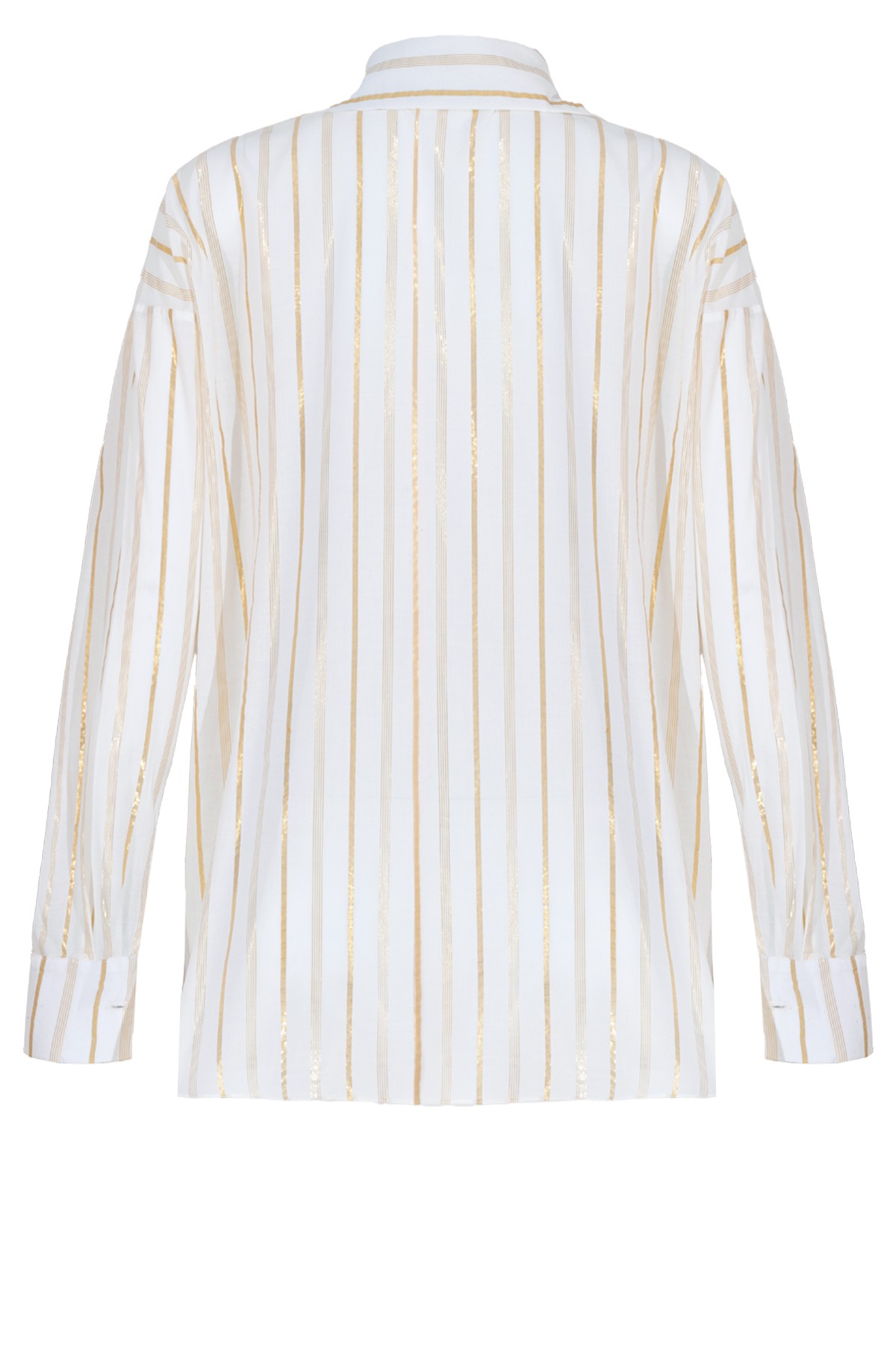 White Golden Striped Cotton Shirt