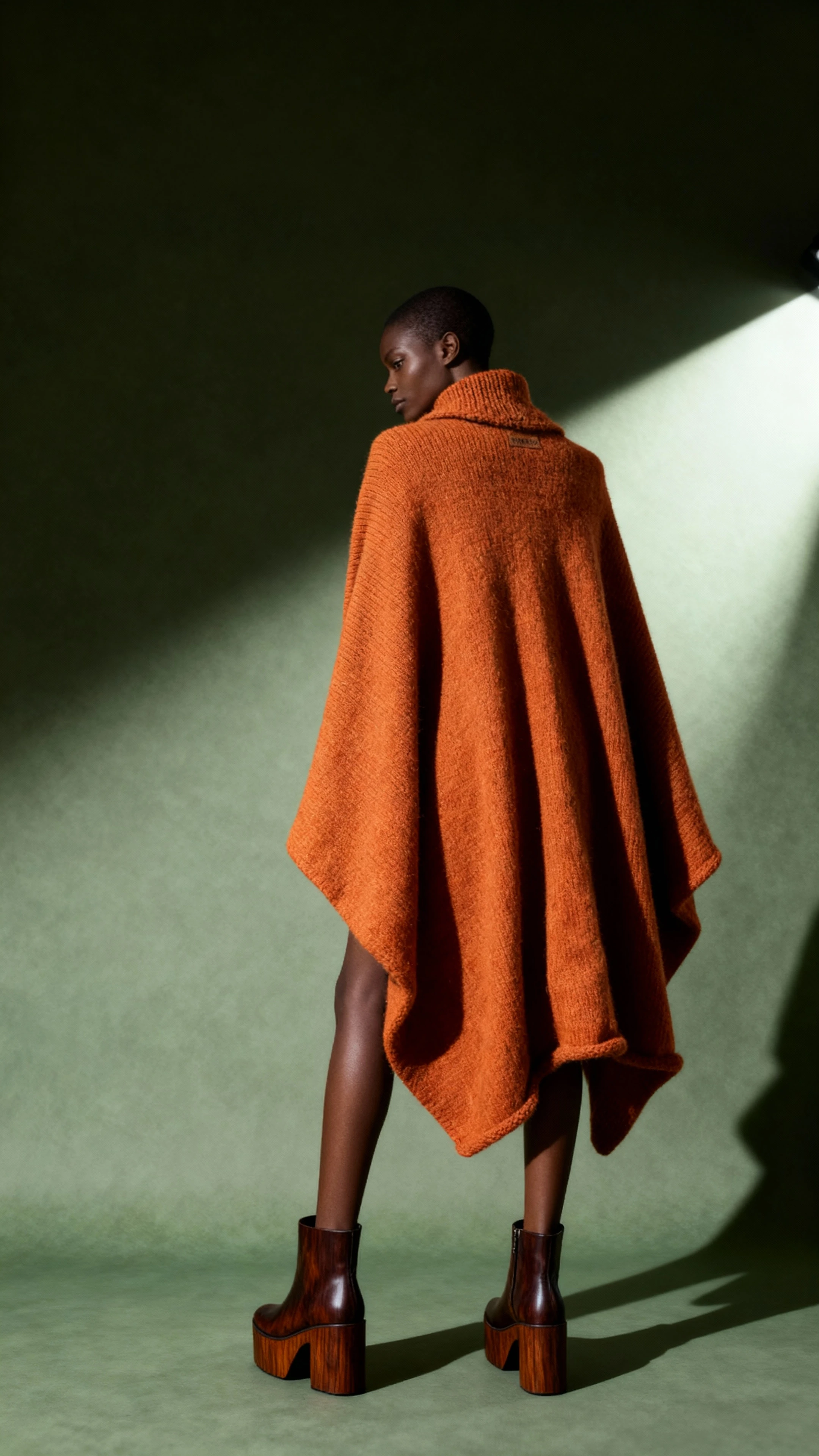 Boğazlı Yün Önü Açık Panço Elbise