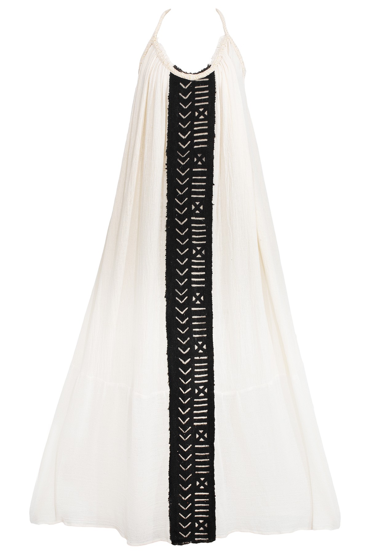 100% Ödemiş Hand Woven (Dastar) Africa Woven Stripe Detailed Backless Dress