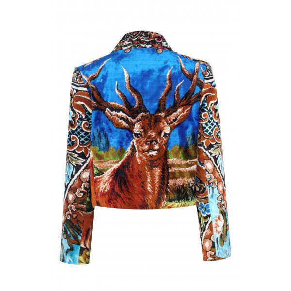 Deer Patterned Silk Carpet Jacket