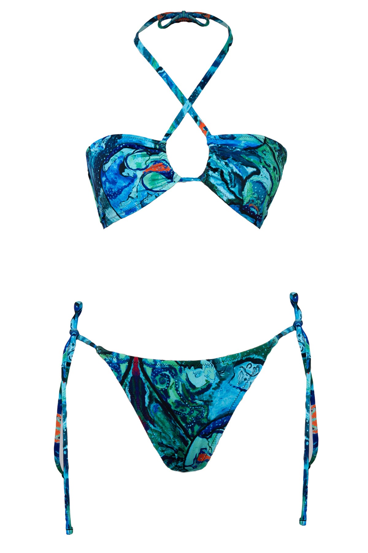Blue Sulca Pattern Bikini Set