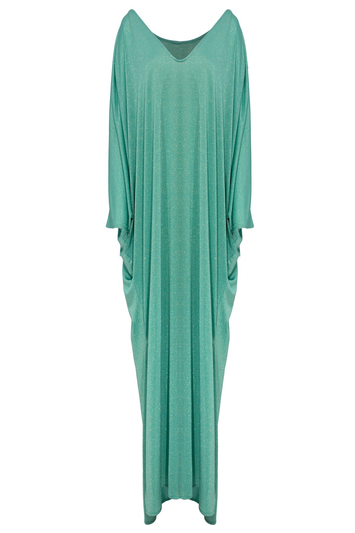 Green Lurex Fabric Long Dress