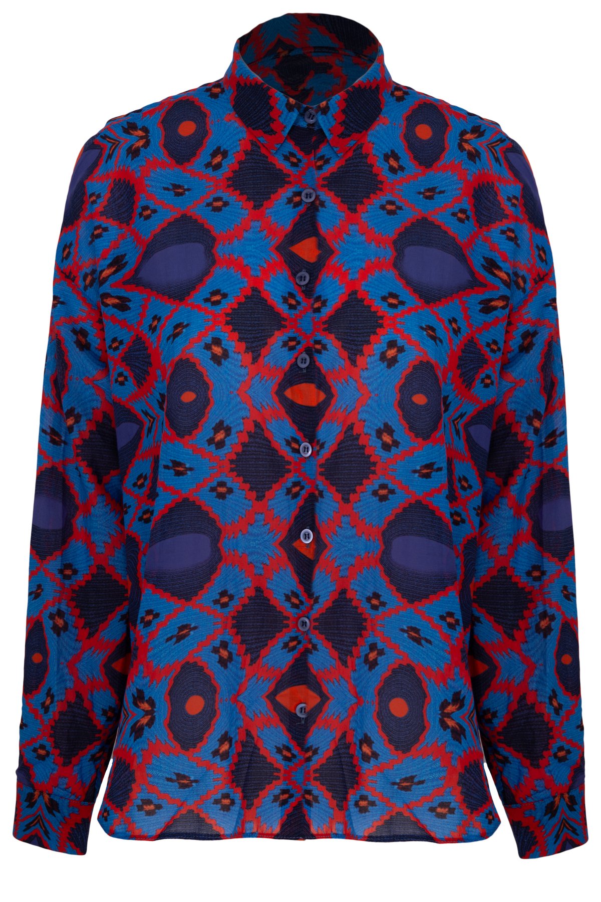 Purple Wayuu Pattern 100% Voile Shirt