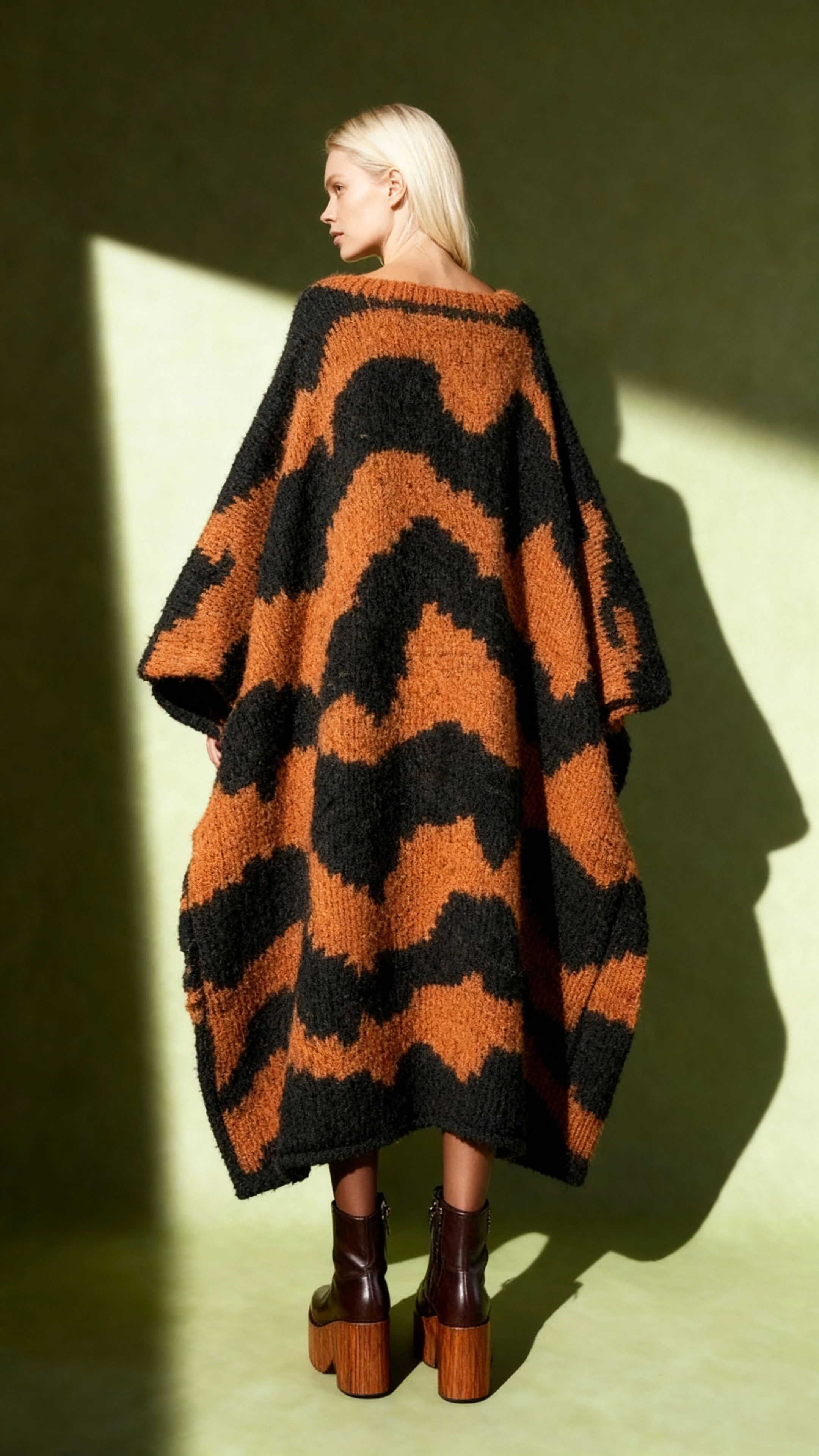 El Örgüsü Maxi Kazak Yün Elbise 