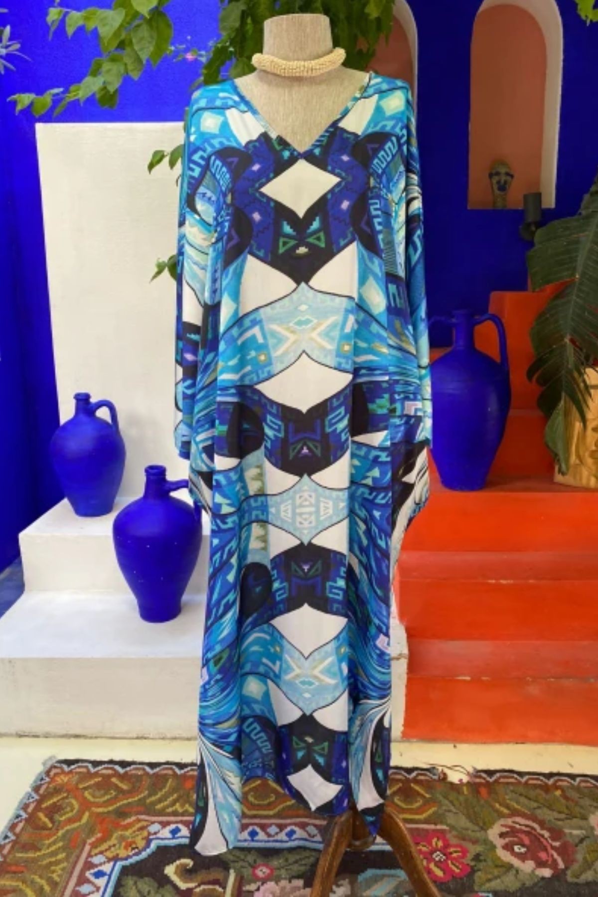 Blue Sulca Pattern Dress