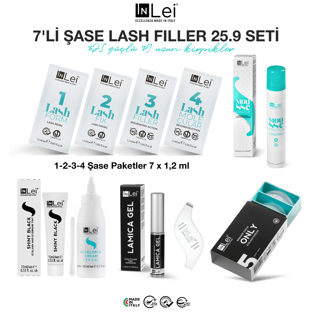 7'li Şase LASH FILLER 25.9 Kit Kirpik Dolgusu için Profesyonel Set