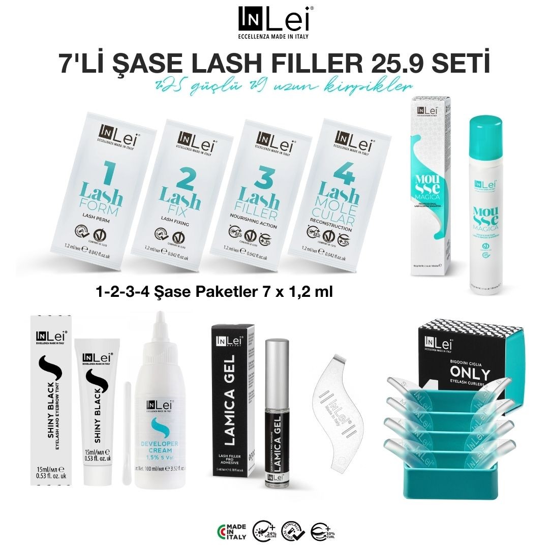 7'li ŞASE LASH FILLER 25.9 Kirpik Dolgusu için Profesyonel Set