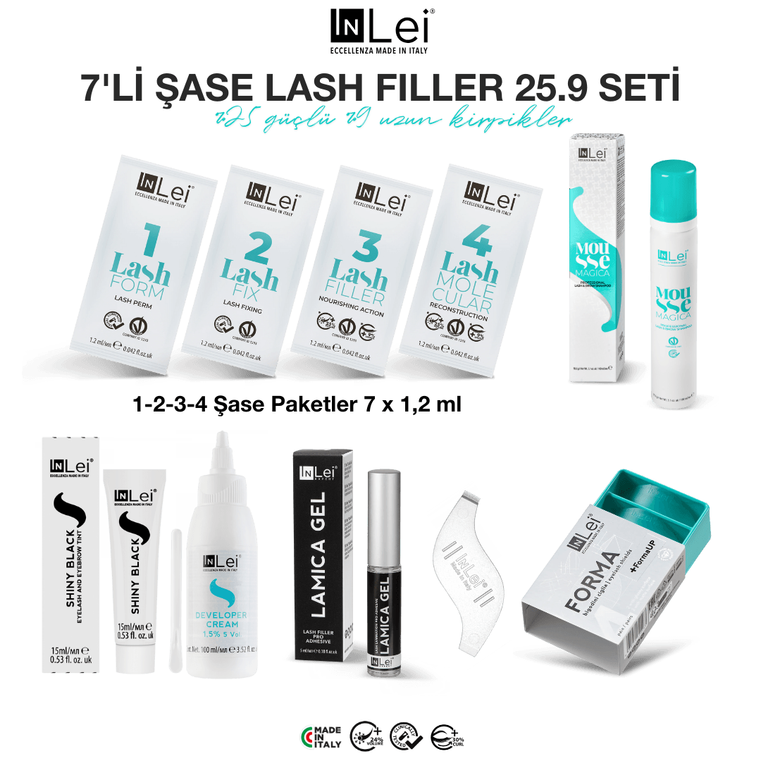 FORMA+FORMA UP Bigudili 7'li Şase LASH FILLER 25.9 Kit Kirpik Dolgusu için Profesyonel Set