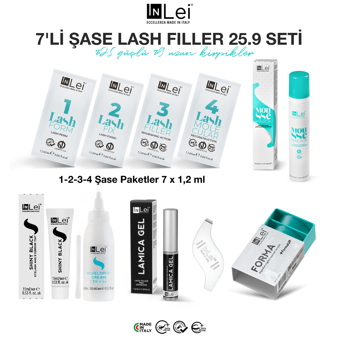 FORMA+FORMA UP Bigudili 7'li Şase LASH FILLER 25.9 Kit Kirpik Dolgusu için Profesyonel Set