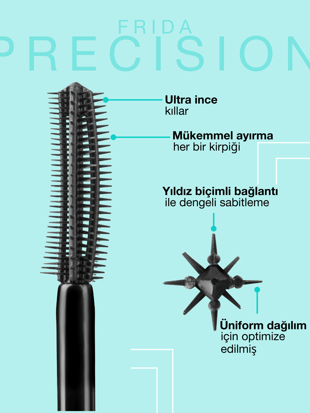 FRIDA PRECISION Maskara – Silikon Fırça Rimel Kirpik Maskarası (8 ml)