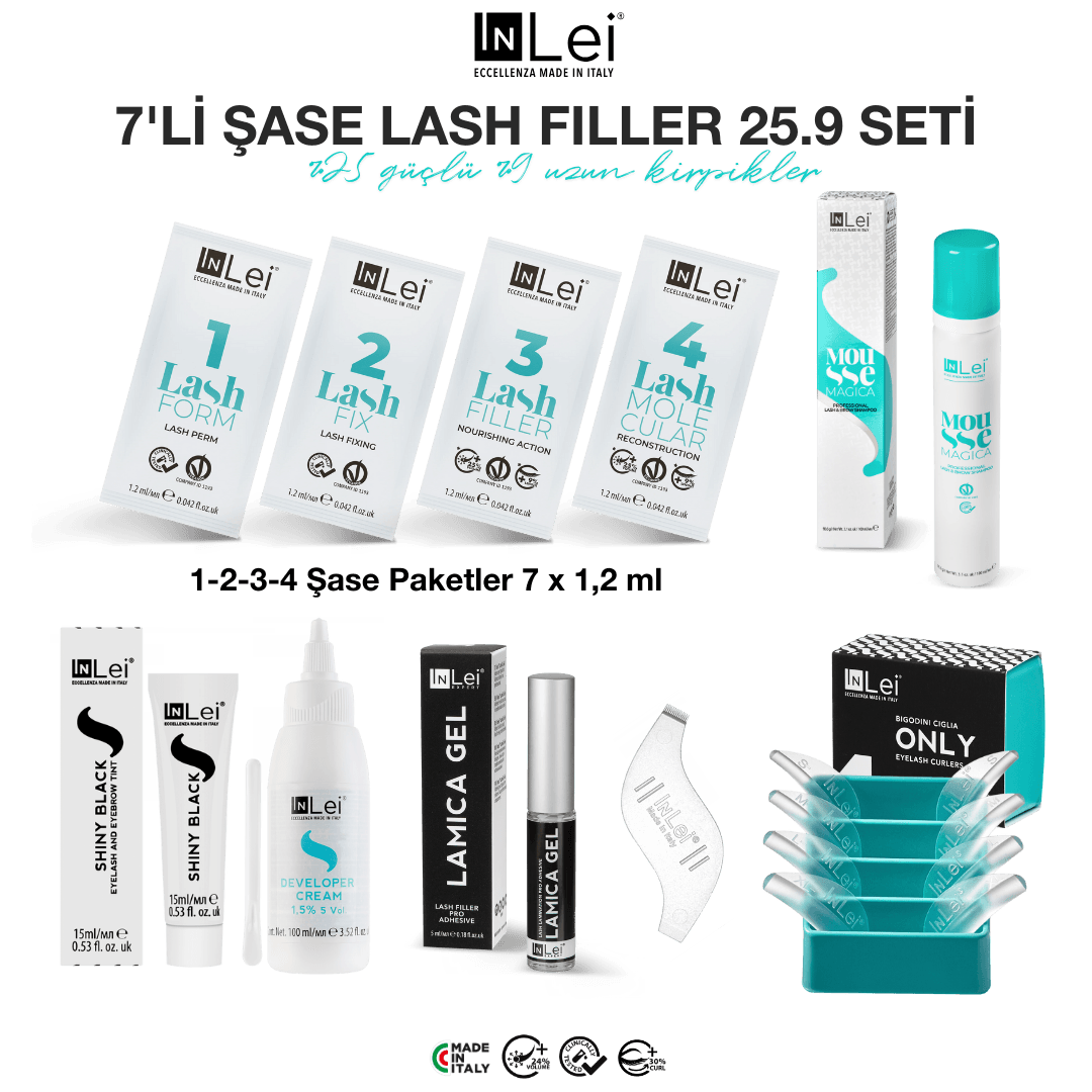 7'li Şase LASH FILLER 25.9 Kit Kirpik Dolgusu için Profesyonel Set