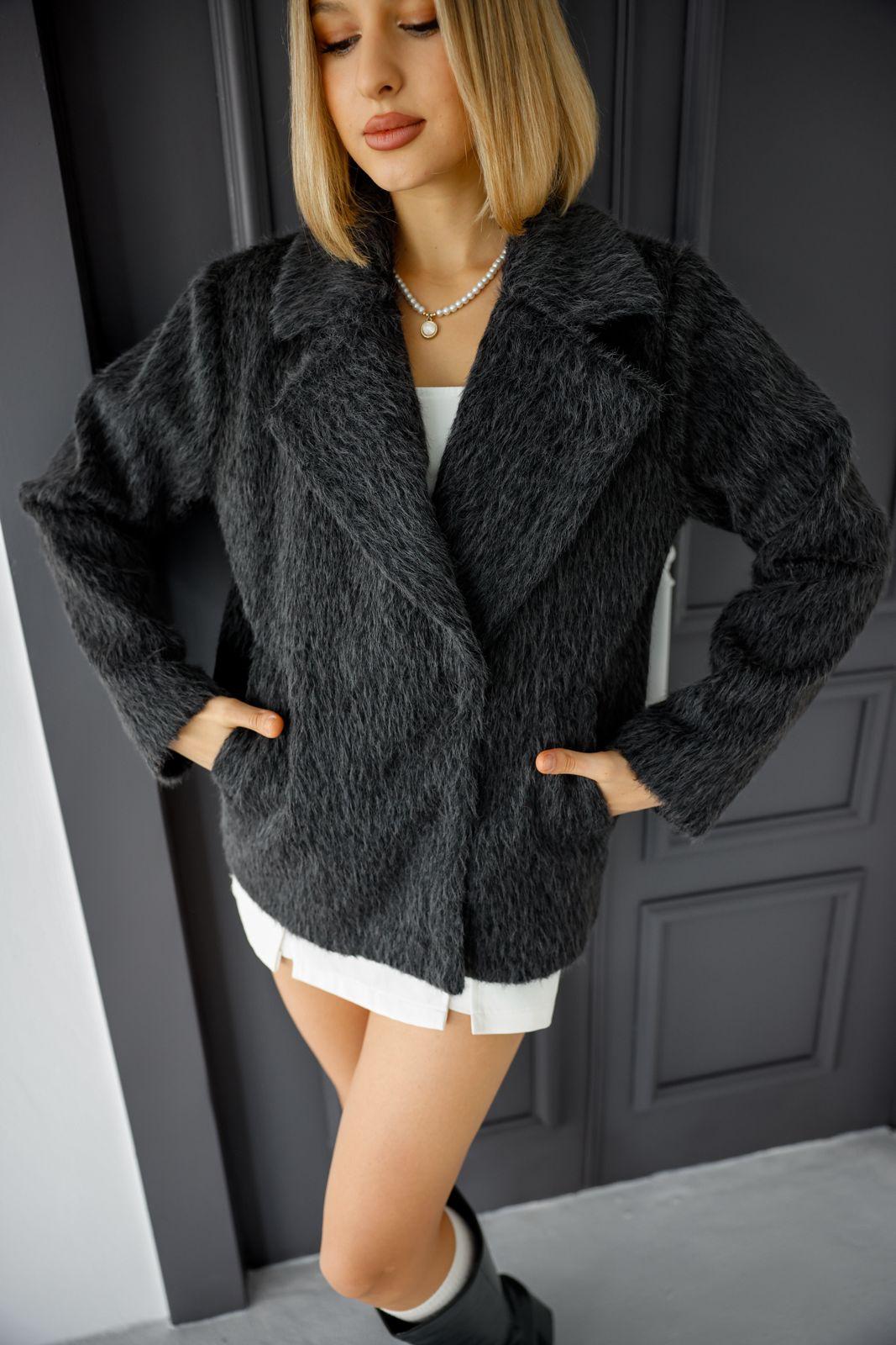 Kadın Alpaka Tüy Suni Kürk Çıtçıtlı Crop Biker Mont