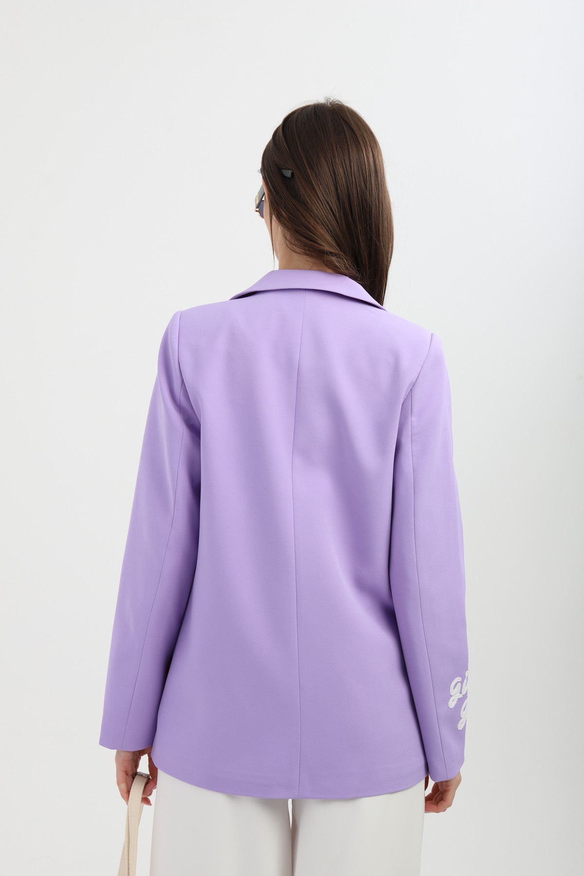Nakışlı Lila Blazer Ceket