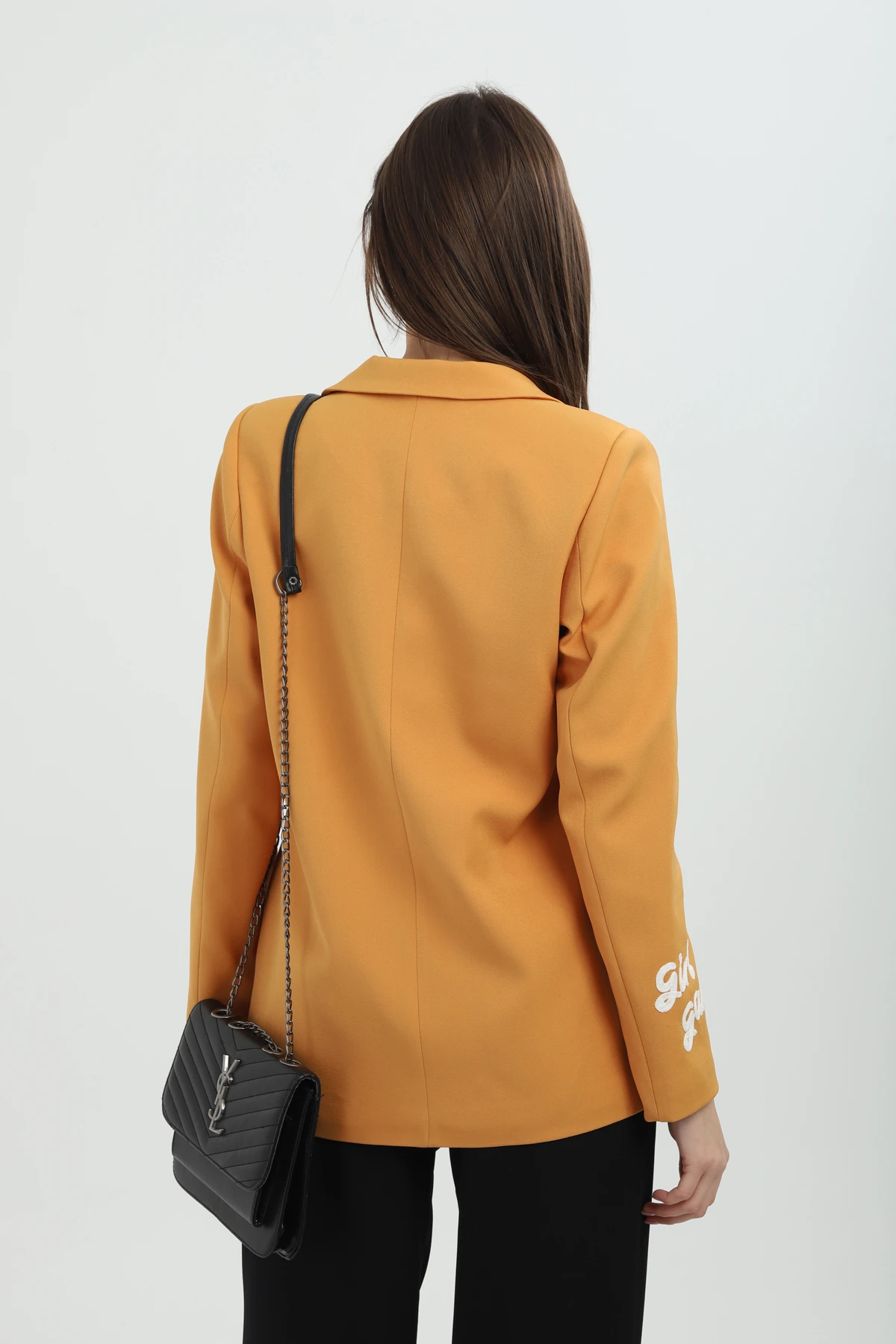 Nakışlı Sarı Blazer Ceket