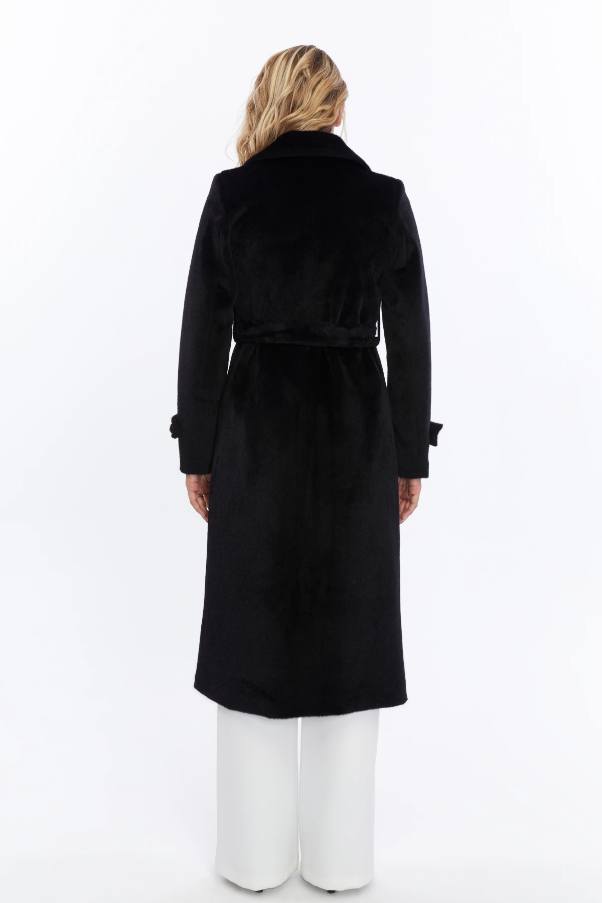 Kadın Kuşaklı Fox Kürk Kaşe Kaban