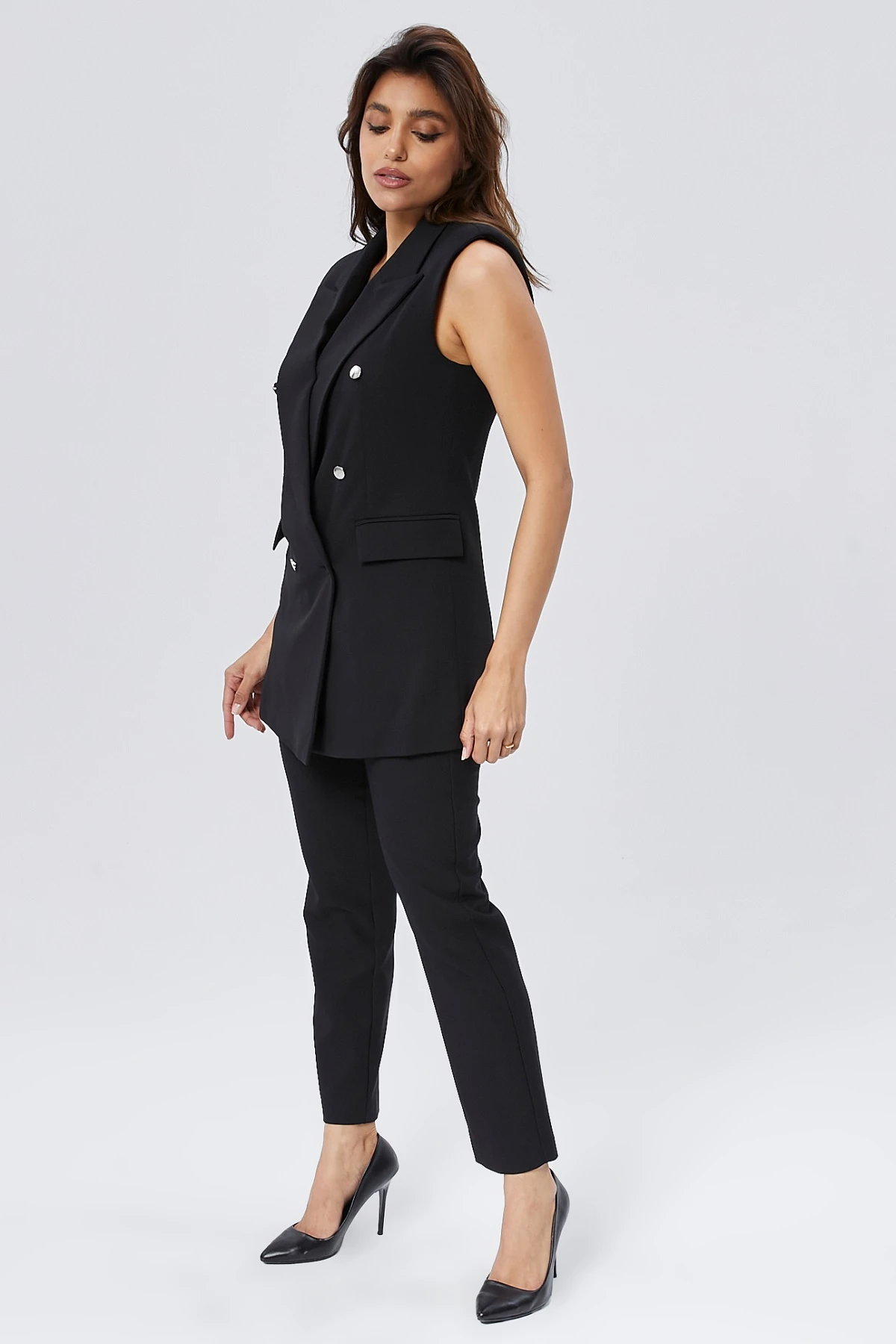 Kadın Düğmeli Klasik Vintage Yelek