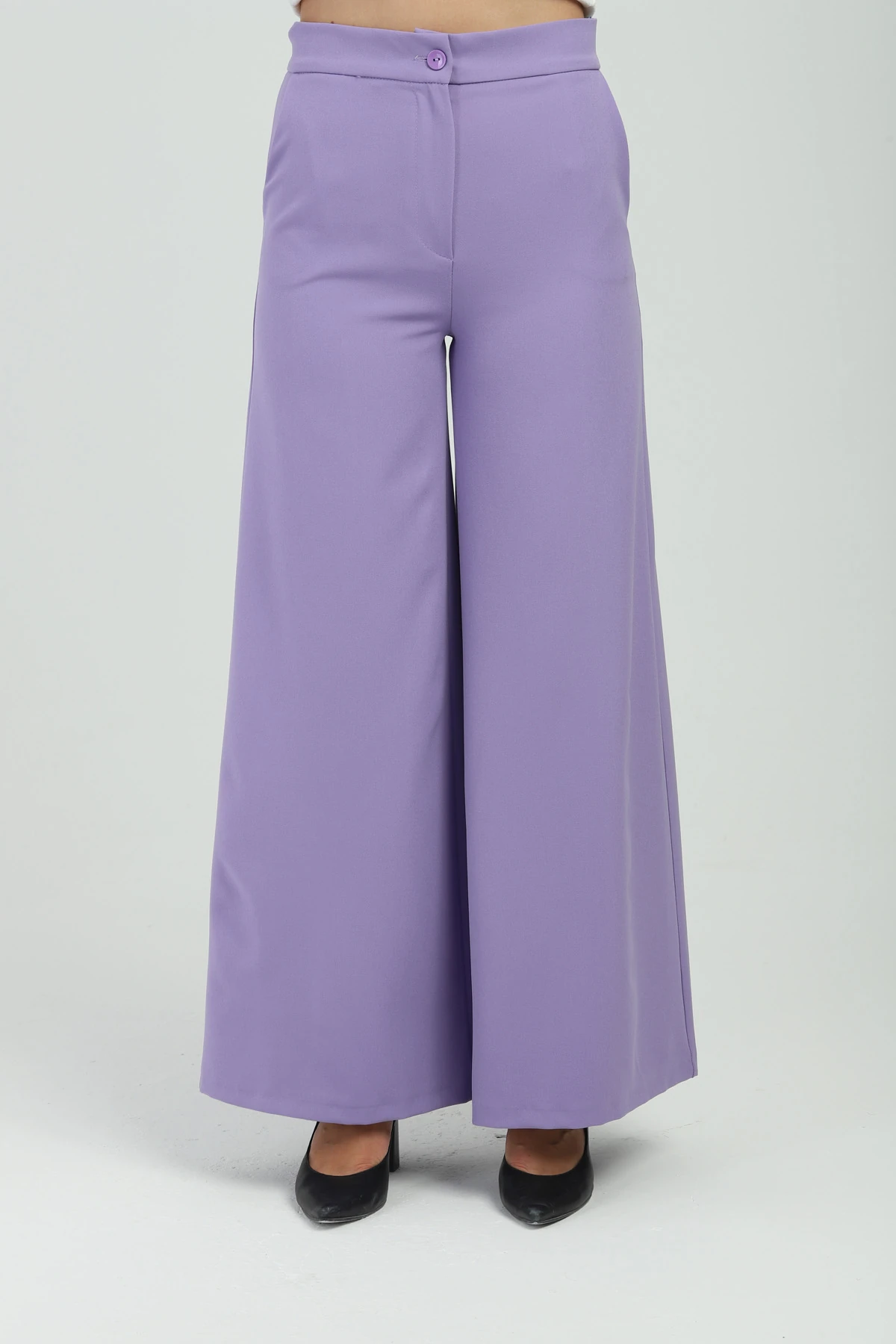 Çift Düğmeli Yandan Bağlamalı Kruvaze Lila Kadın Takım