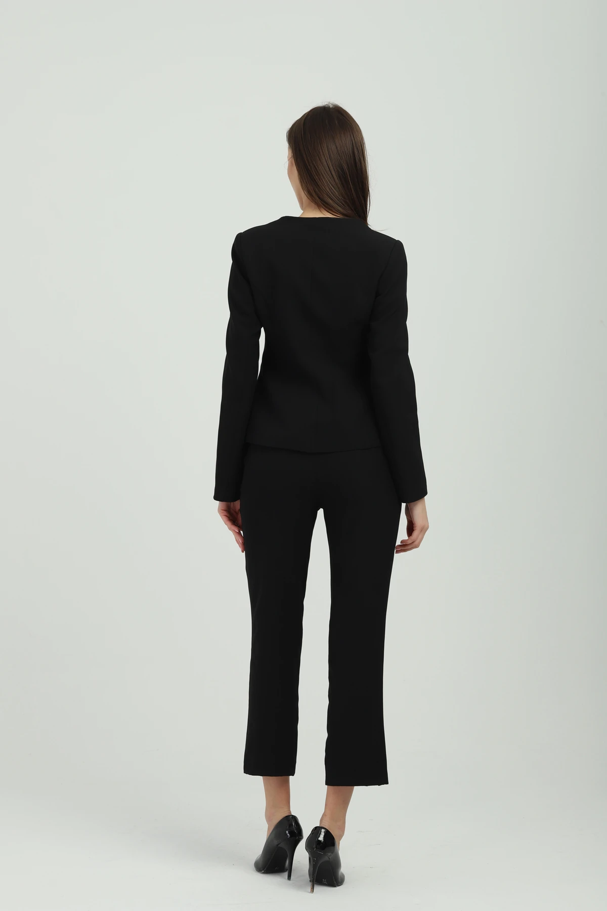 Gold Düğmeli Siyah Kadın Takım