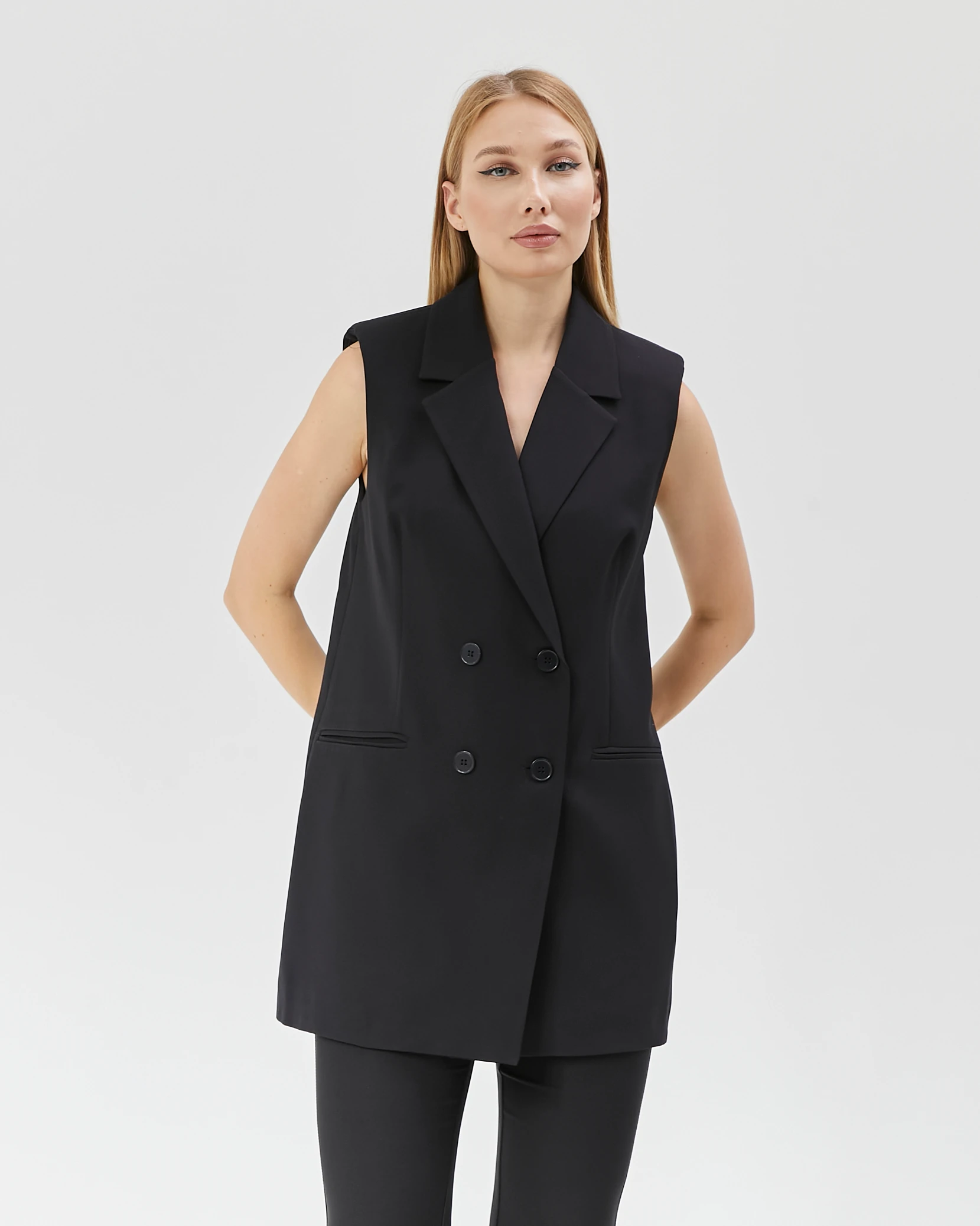 Kadın Klasik Vintage Düğmeli Yelek - Siyah
