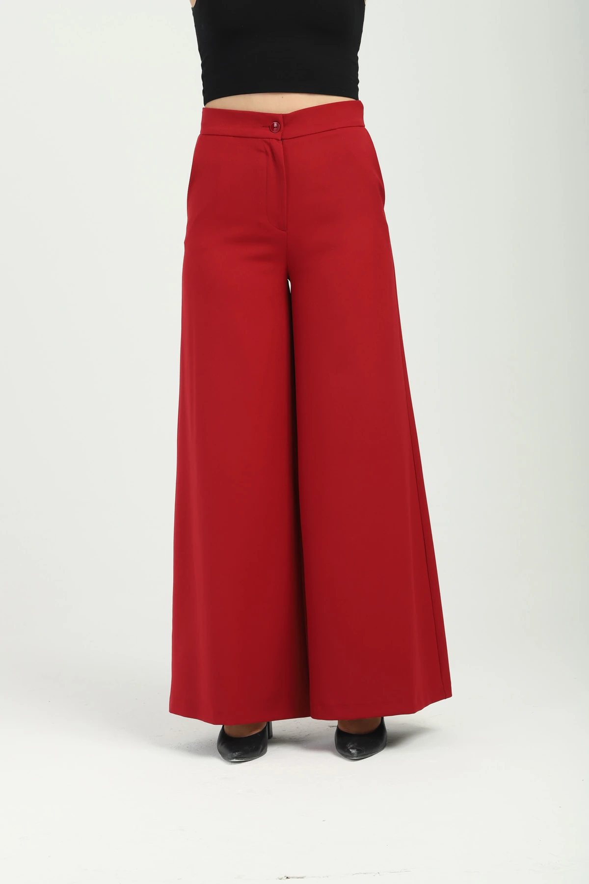 Çift Düğmeli Yandan Bağlamalı Kruvaze Nar Çiçeği Kadın Takım