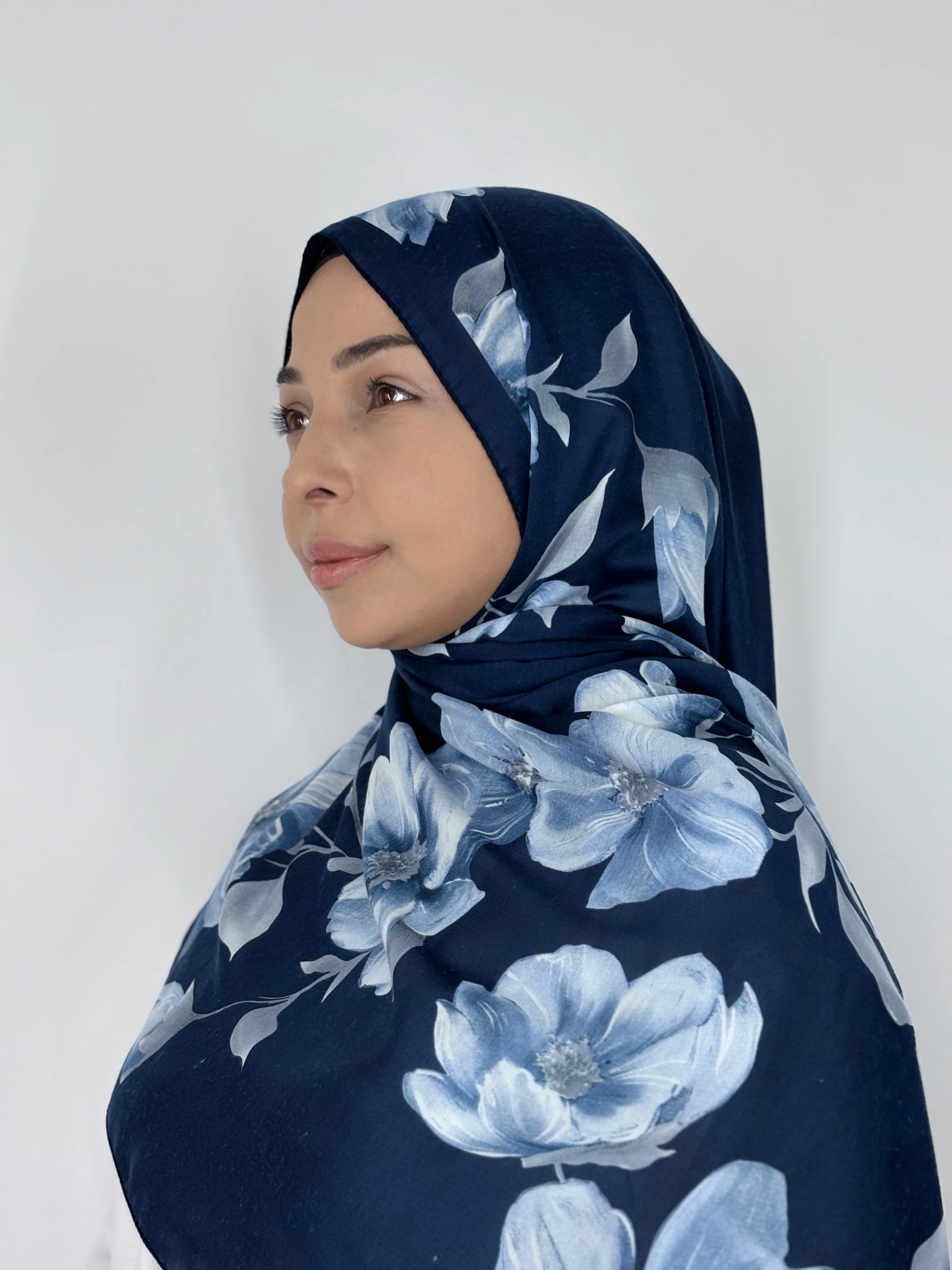 Anatolia Etnik Gül Desenli Şal - lacivert