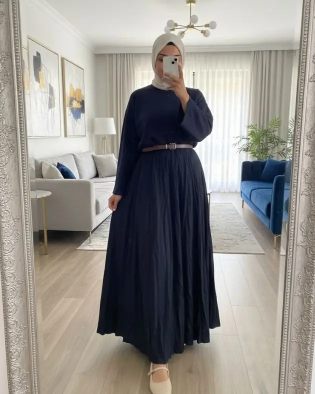 Pamuklu Etek Üstü Body - lacivert