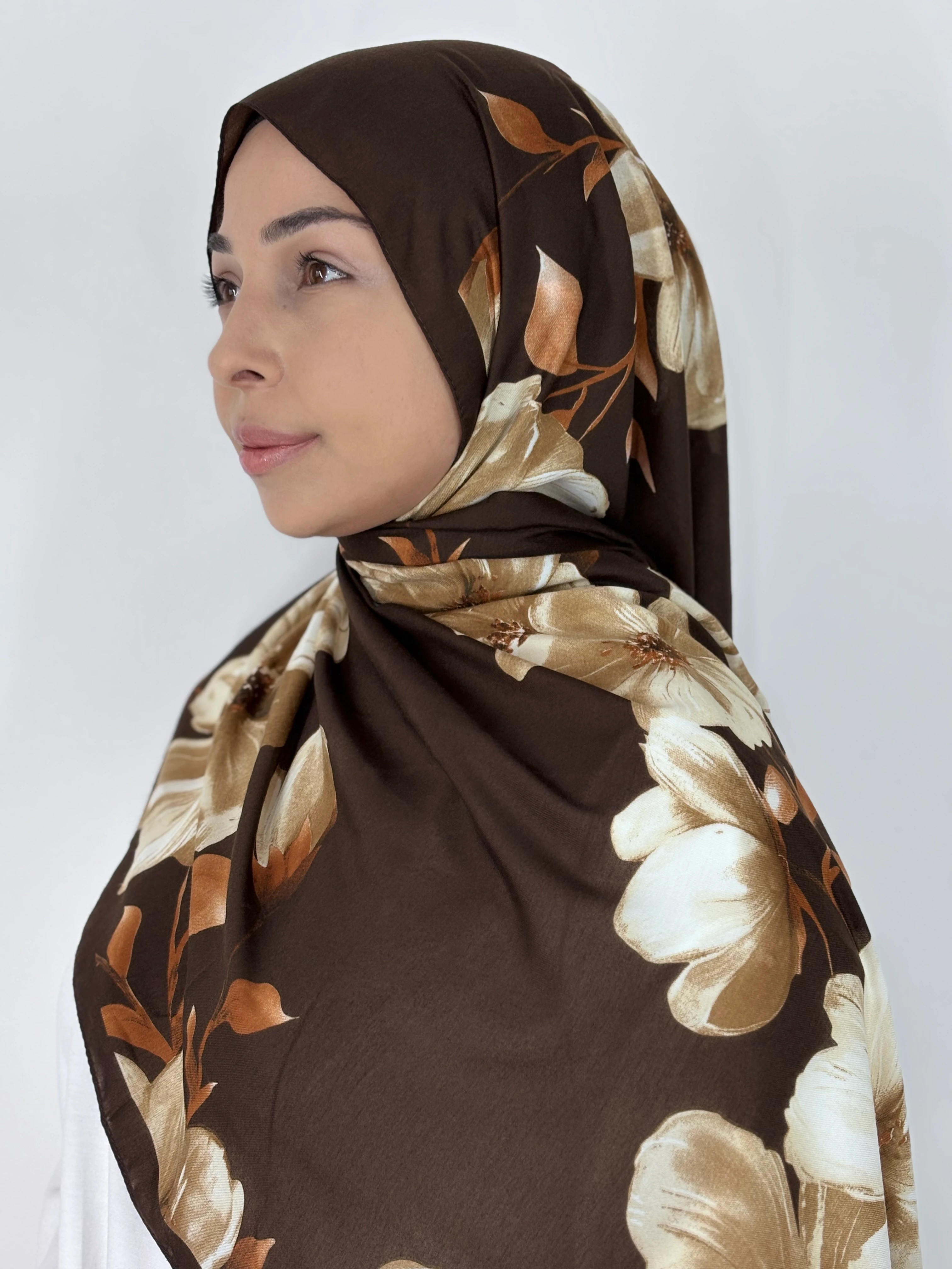 Anatolia Etnik Gül Desenli Şal - Kahverengi