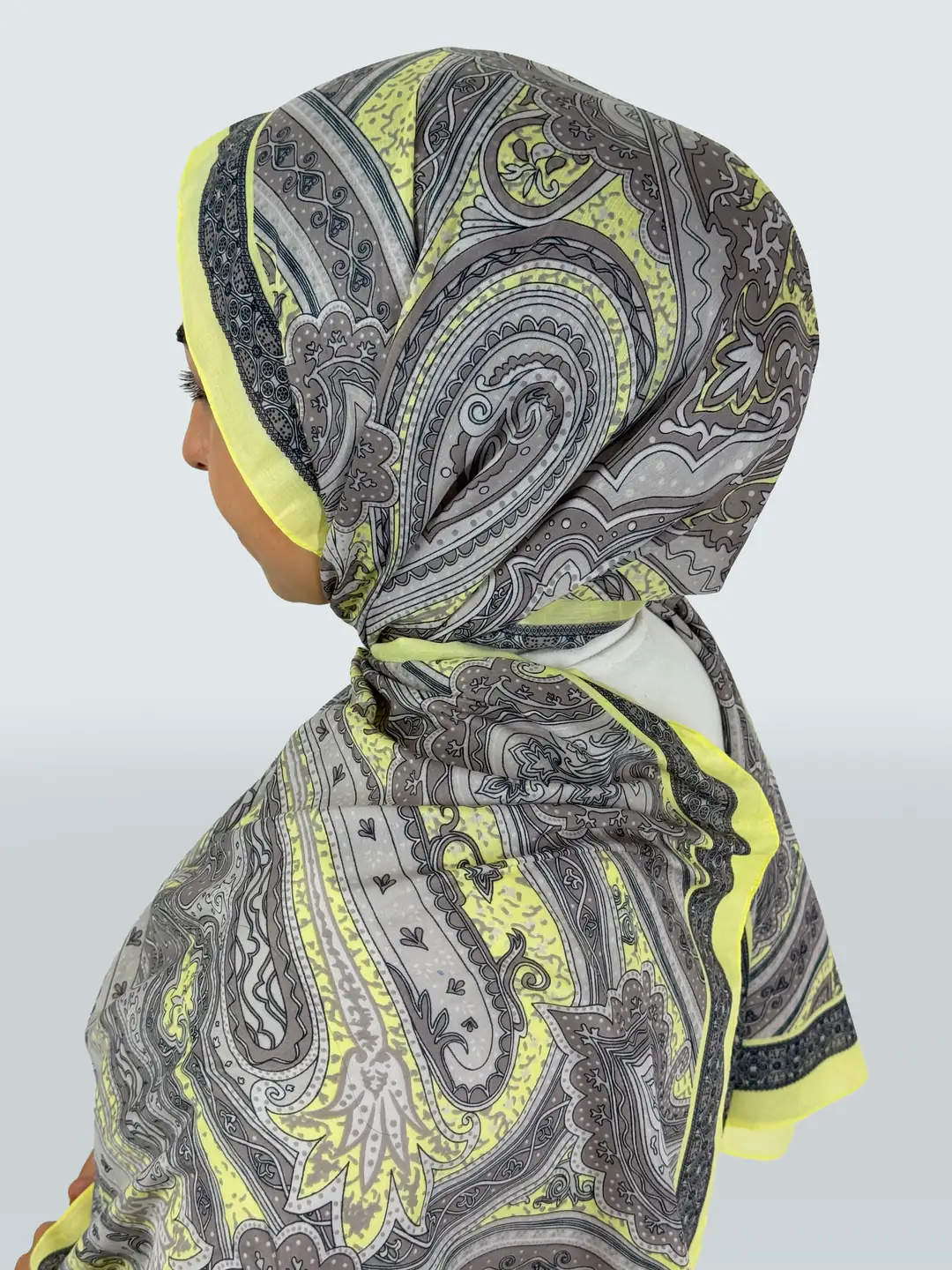 Soft Kumaş Desenli Şal –  Etnik Motifli, Yumuşak ve Hafif Tasarım - Sarı