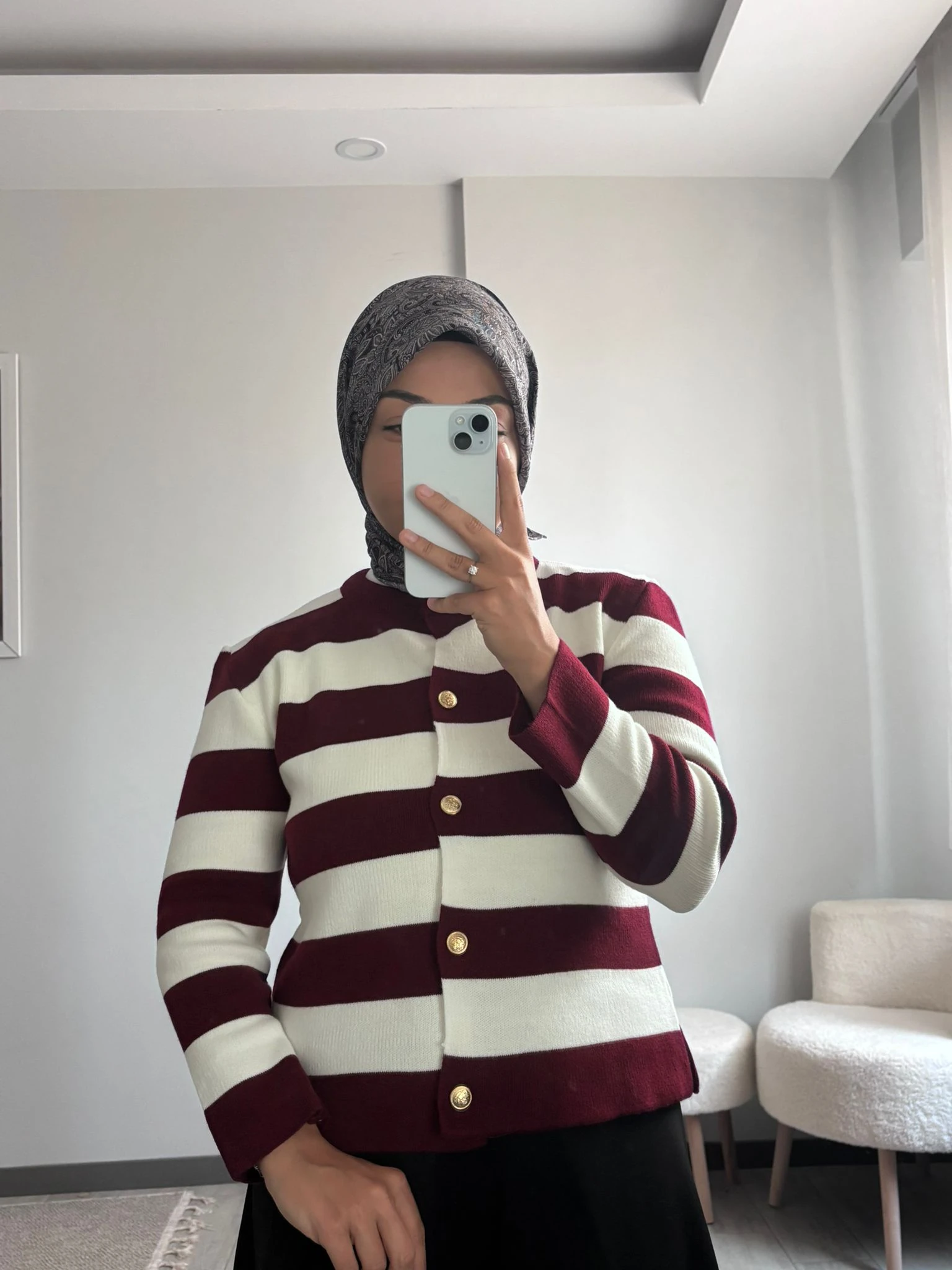 Gold Düğmeli Hırka - bordo