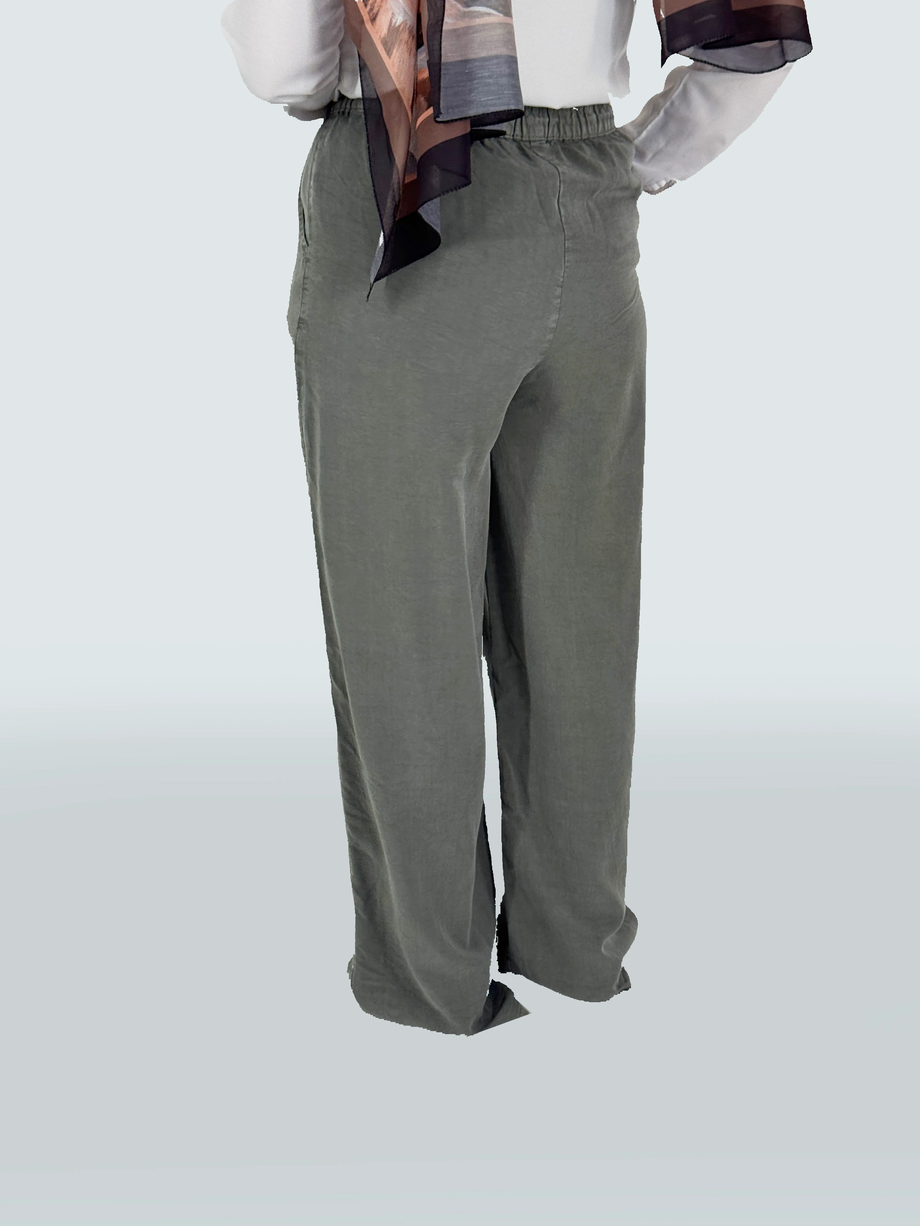 Tensel Kumaş Rahat Kesim Bağcıklı Geniş Paça Pantolon