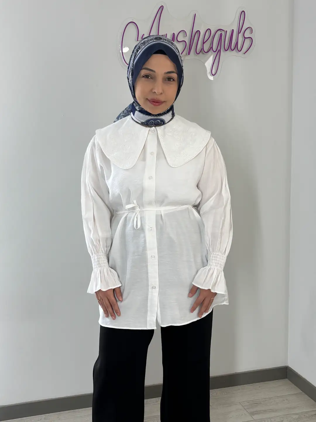 Vintage Yaka Nakış Detaylı Bohem Tunik Gömlek