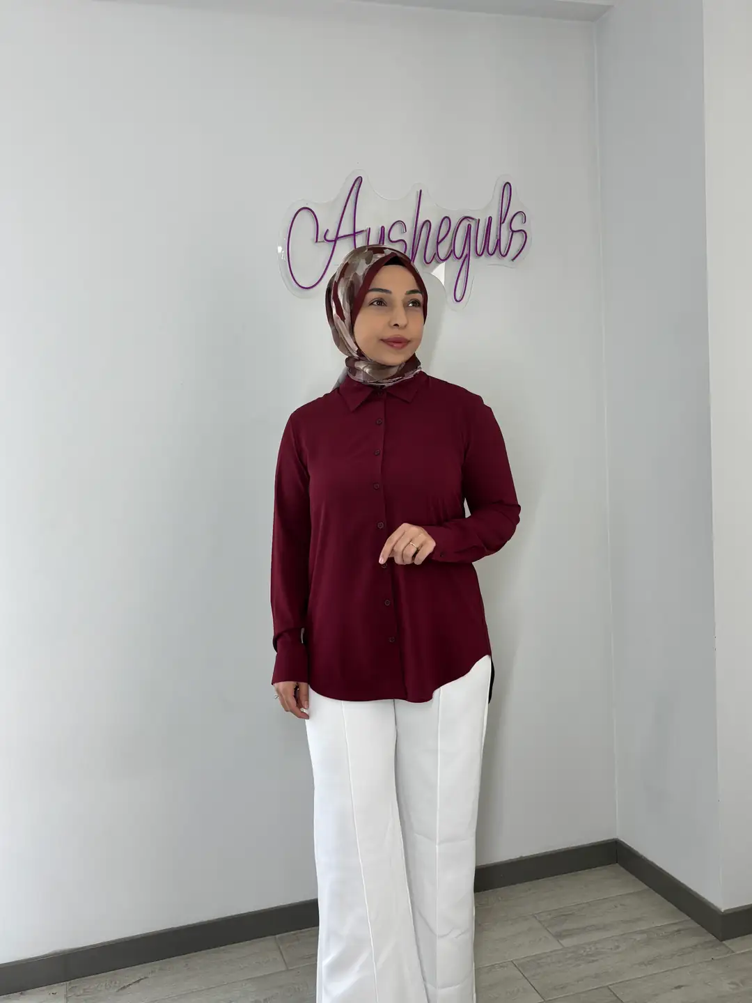 Premium Klasik Kesim Tunik Gömlek - bordo