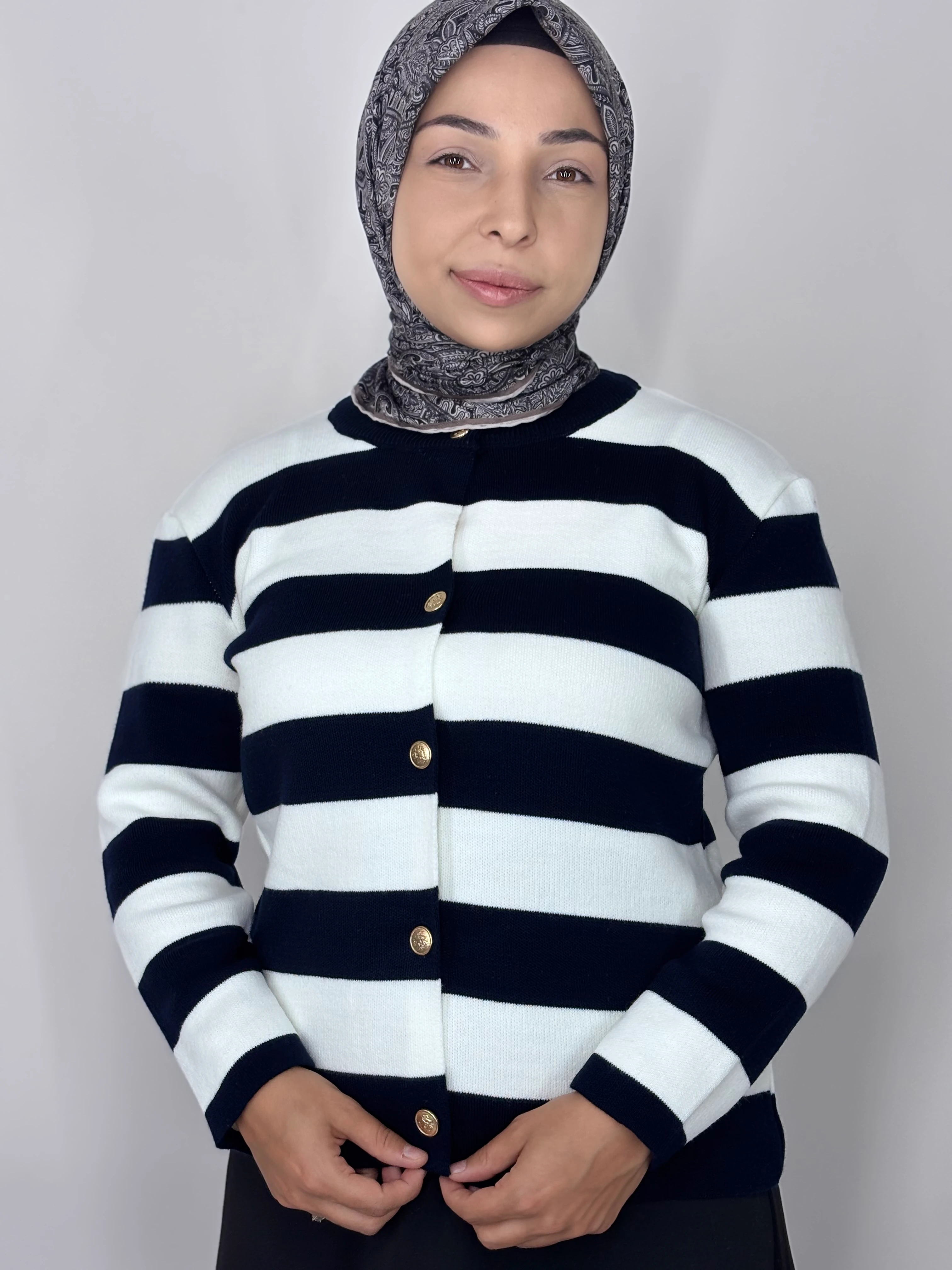 Gold Düğmeli Hırka - lacivert