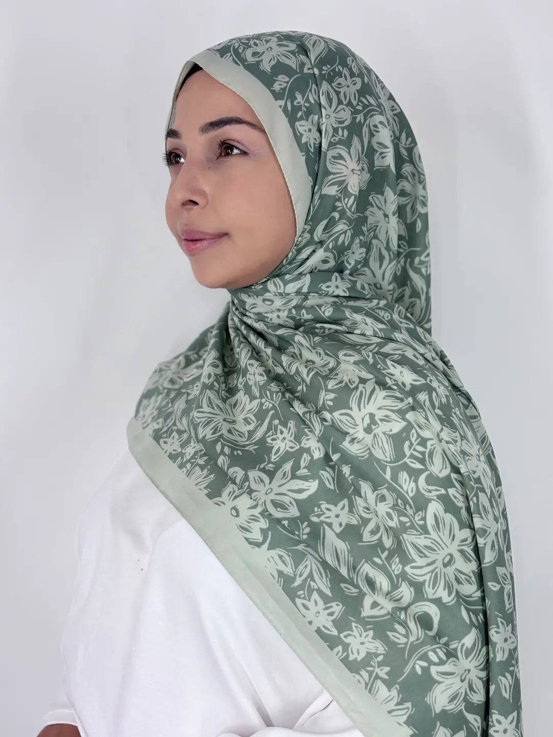 Anatolia Floral Desenli Şal - Yağ Yeşili