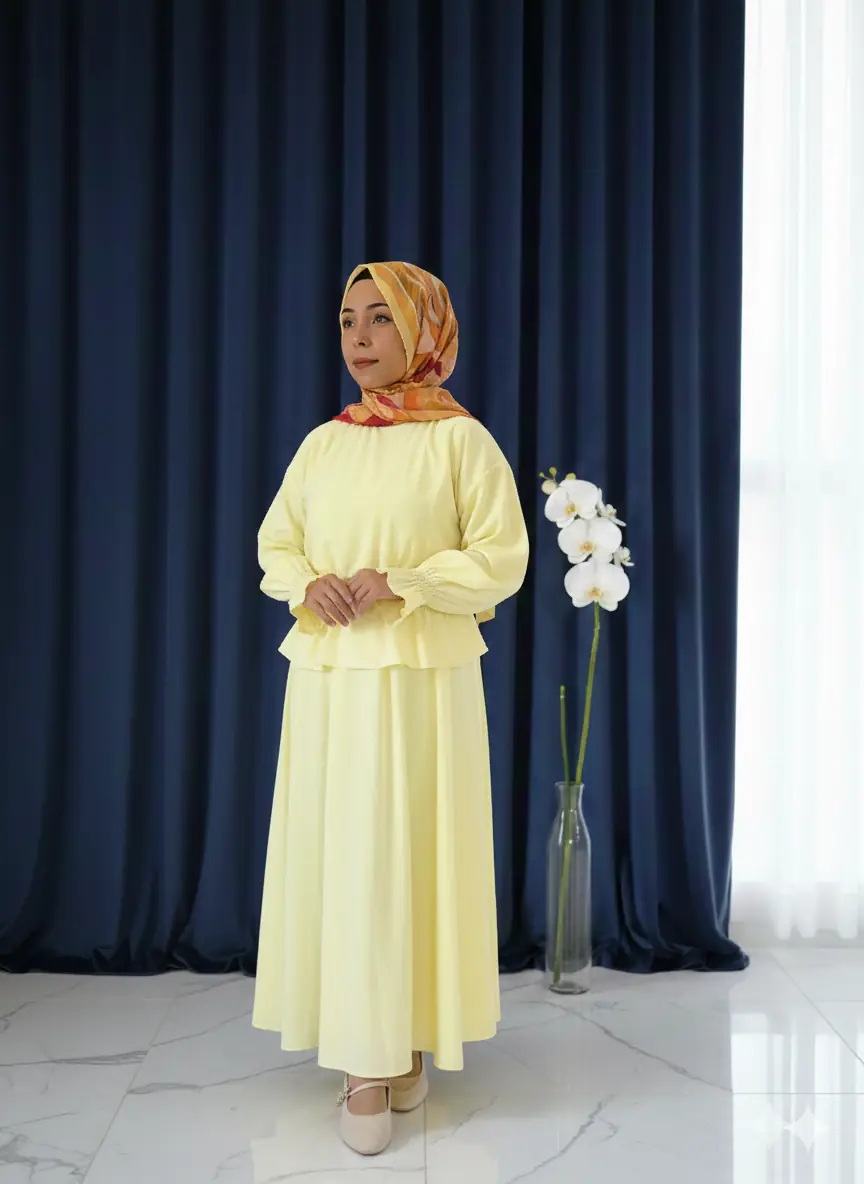 Volan Detaylı İkili Tesettür Takım