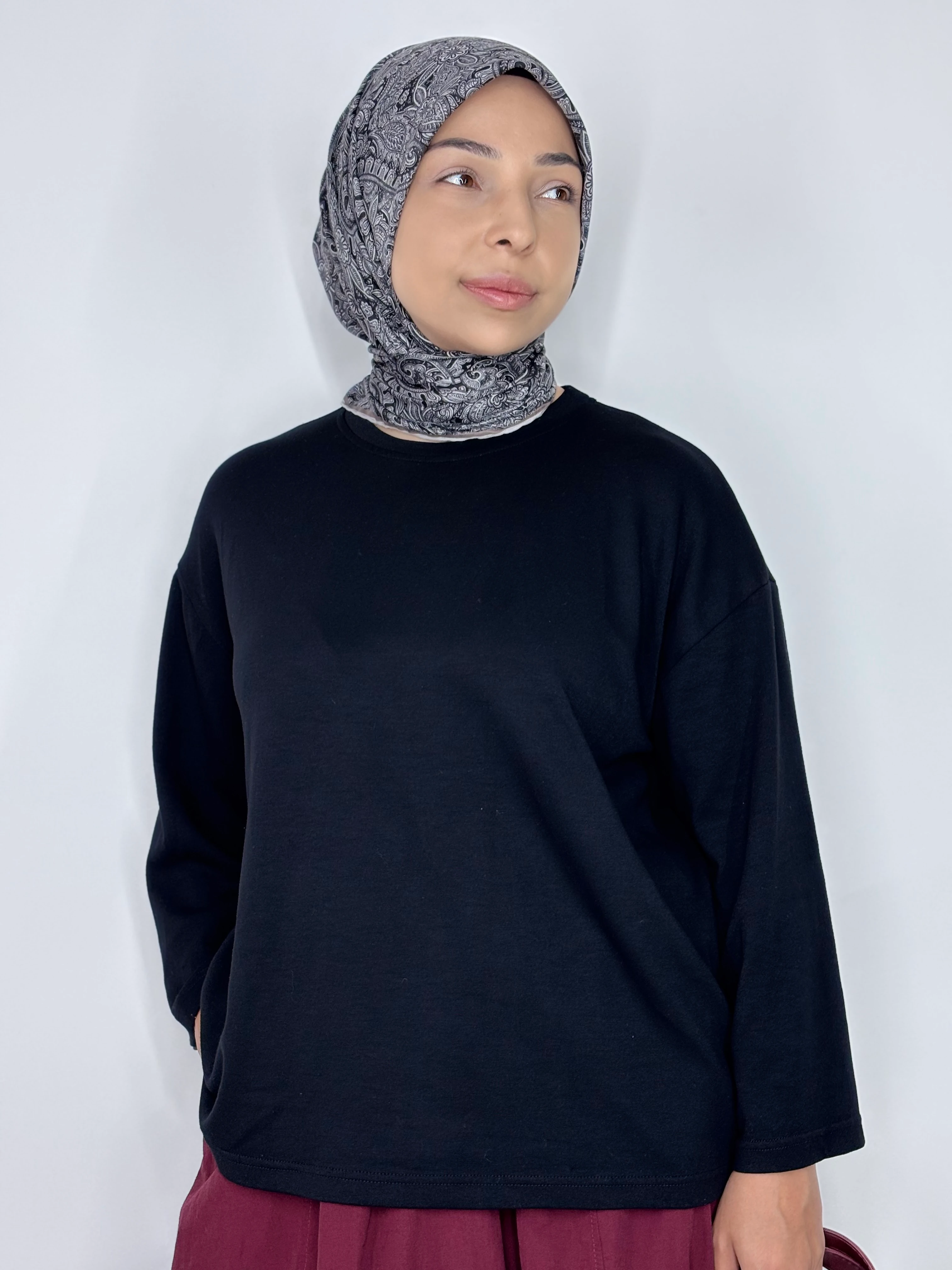 Pamuklu Etek Üstü Body - siyah