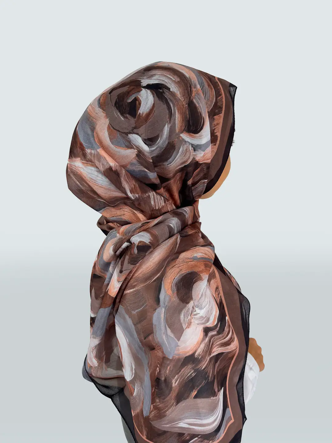 Kokulu Viskon Şal – Gül Motifli, Hafif ve Zarif Tasarım - Kahverengi