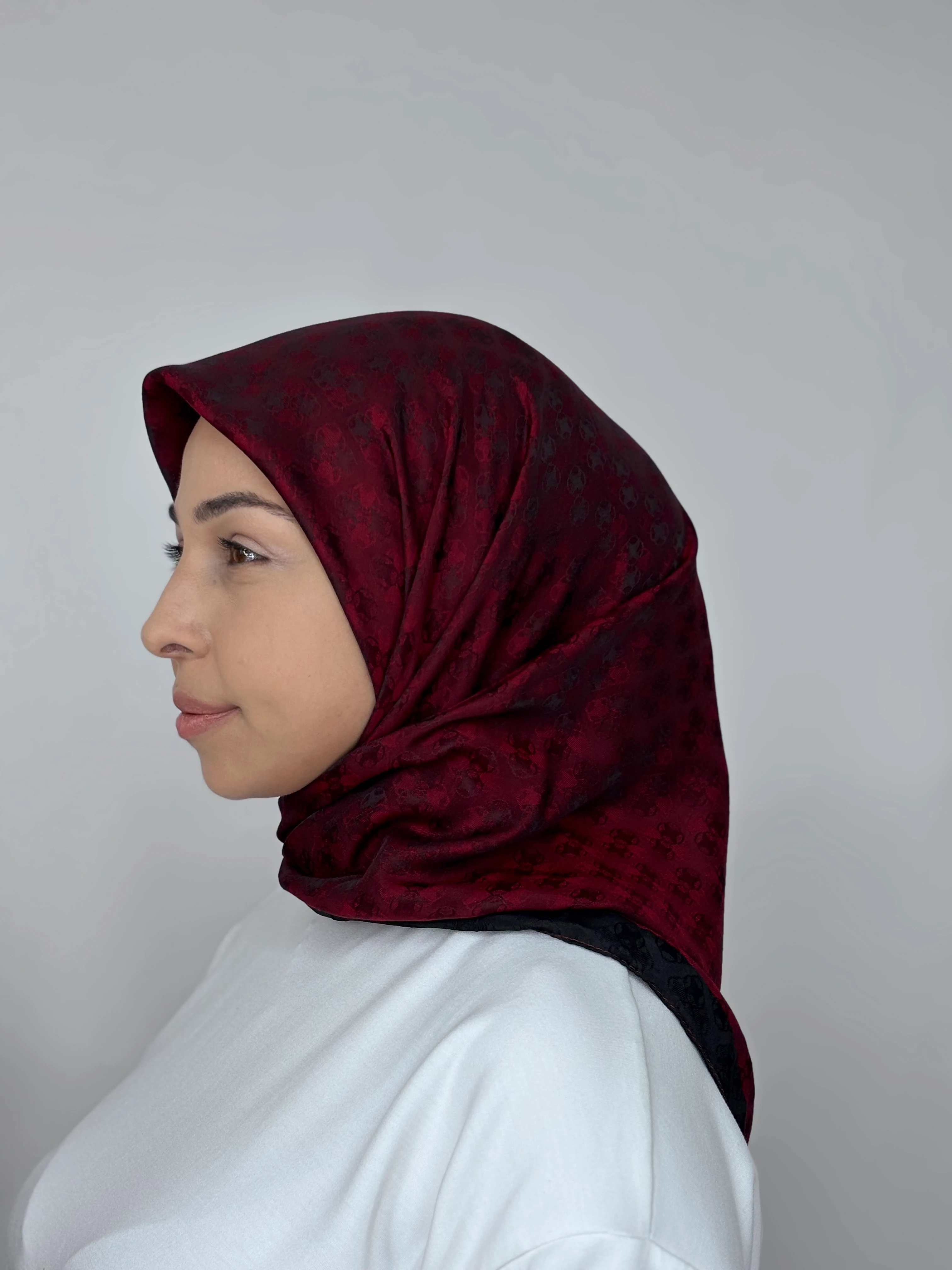 Elegance Koza Desenli Eşarp - bordo