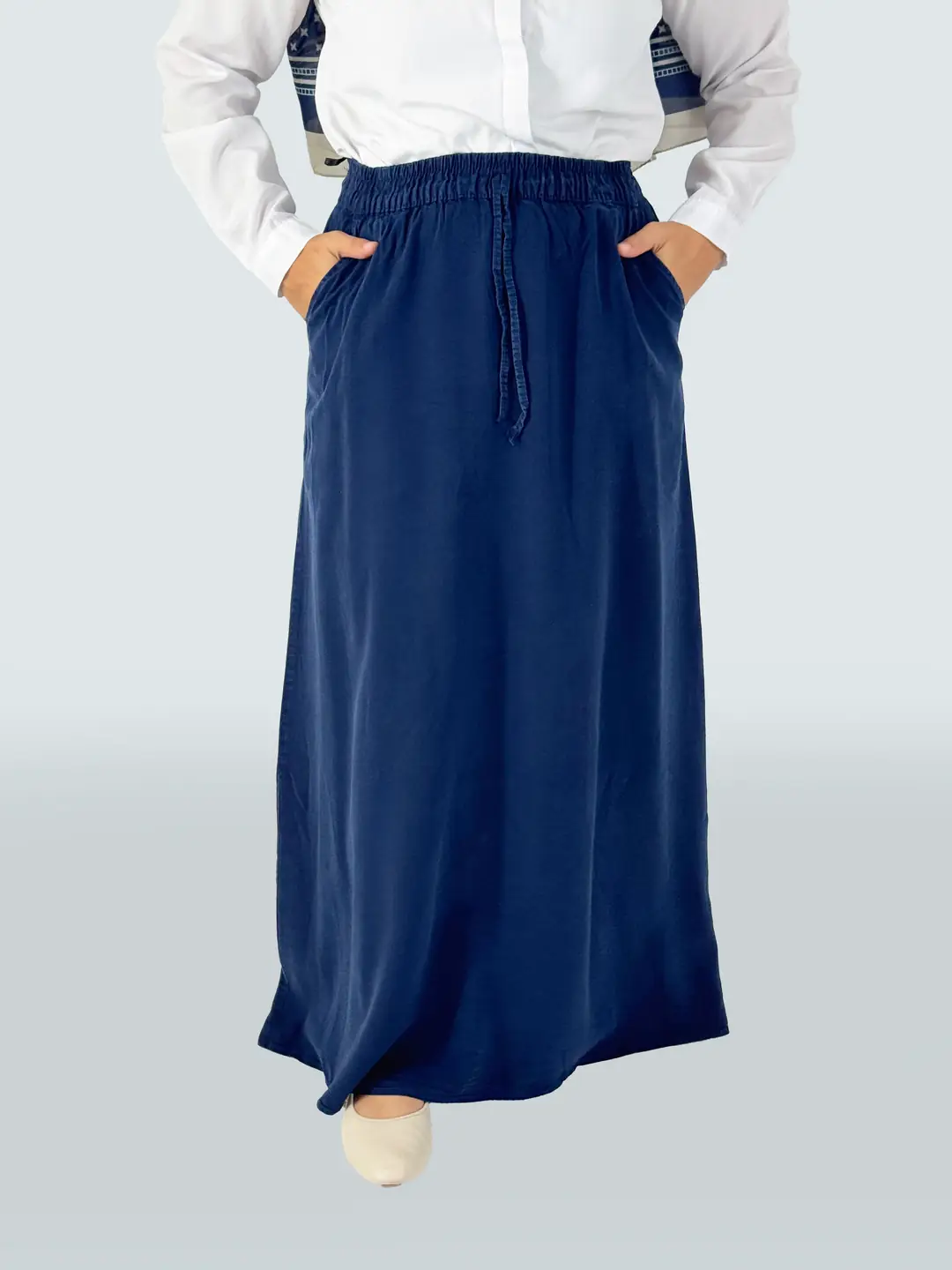 Tensel Kumaş Rahat Kesim Uzun Etek – Şık ve Konforlu