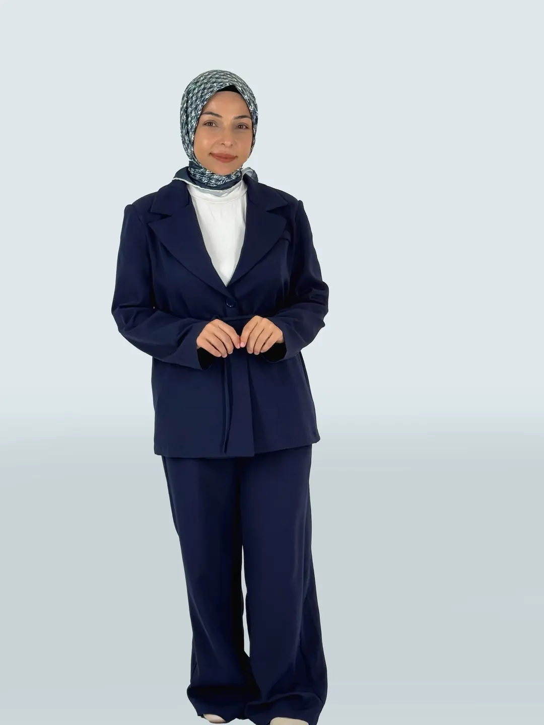 Alessa Şık Tesettür Blazer Takım - lacivert