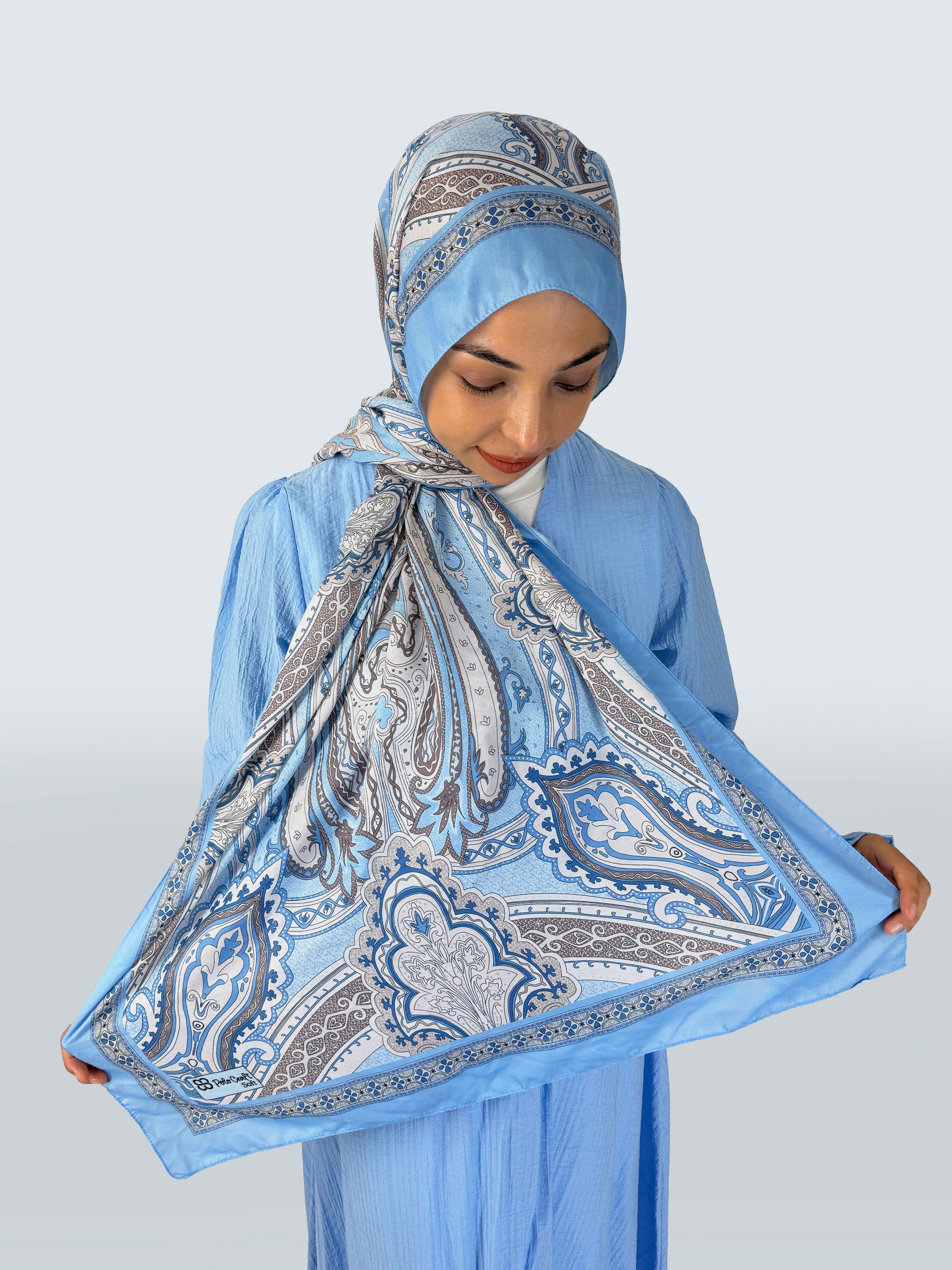 Soft Kumaş Desenli Şal – Hafif ve Yumuşak Dokulu - Bebe Mavisi