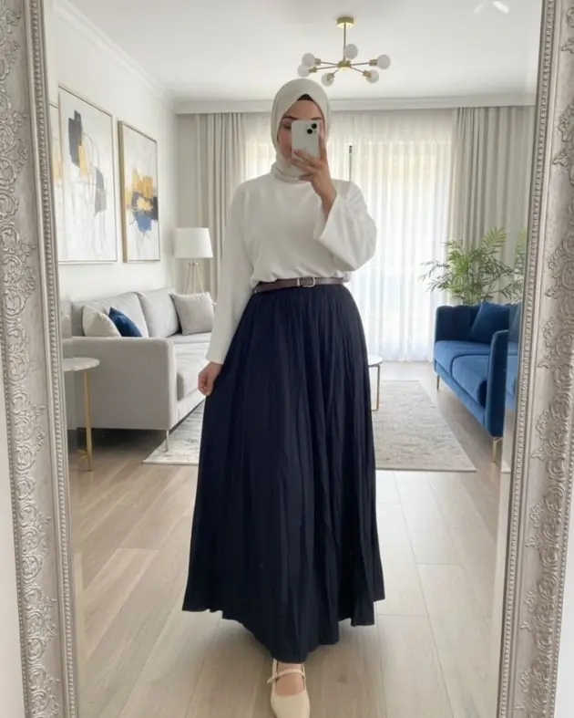 Pamuklu Etek Üstü Body - Beyaz