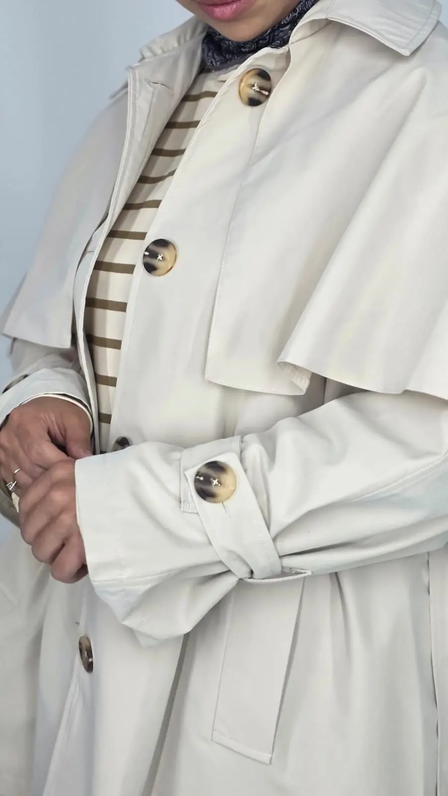 Pelerin Detaylı Trençkot Bej  3