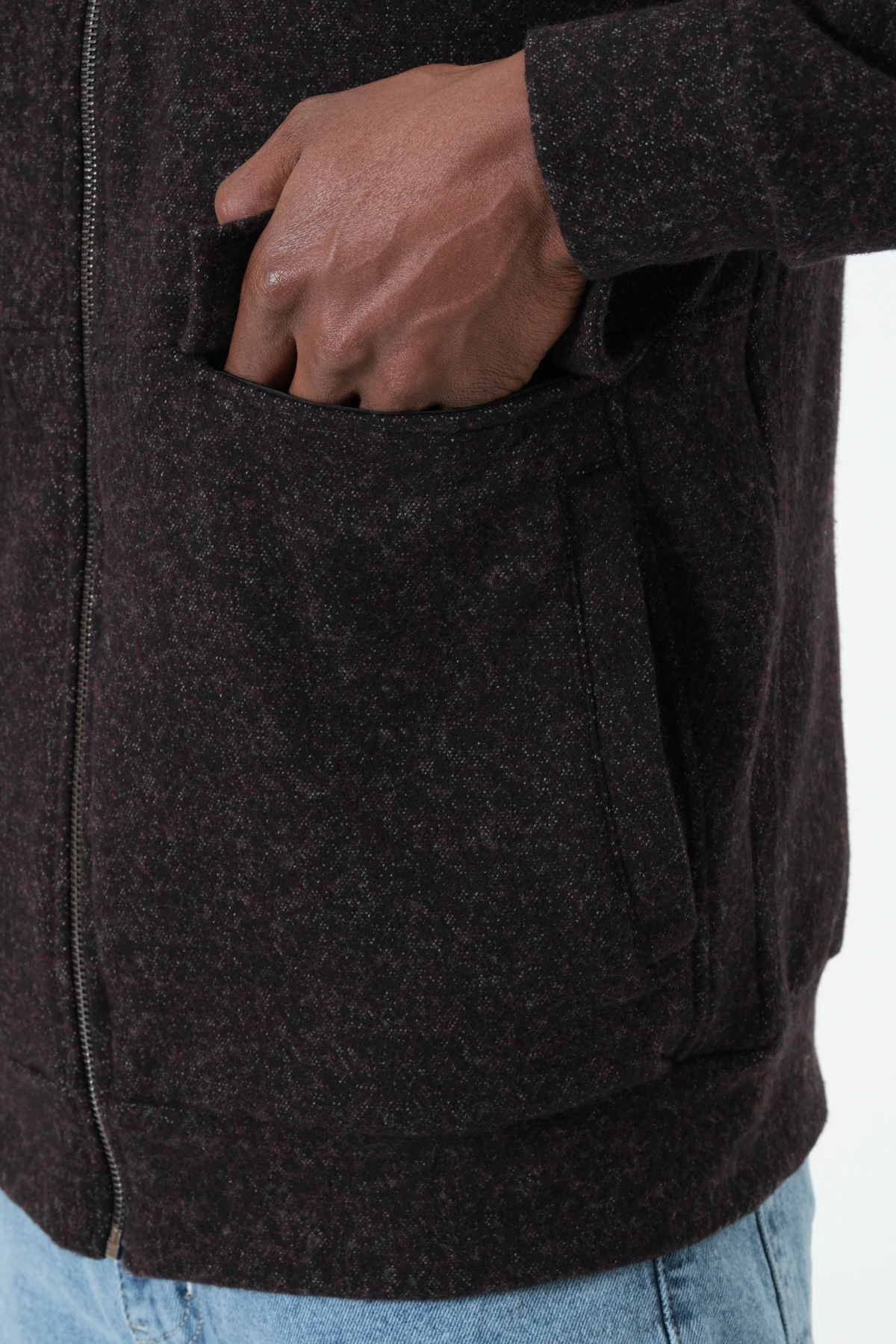 Koyu Andre Fermuarlı Ceket