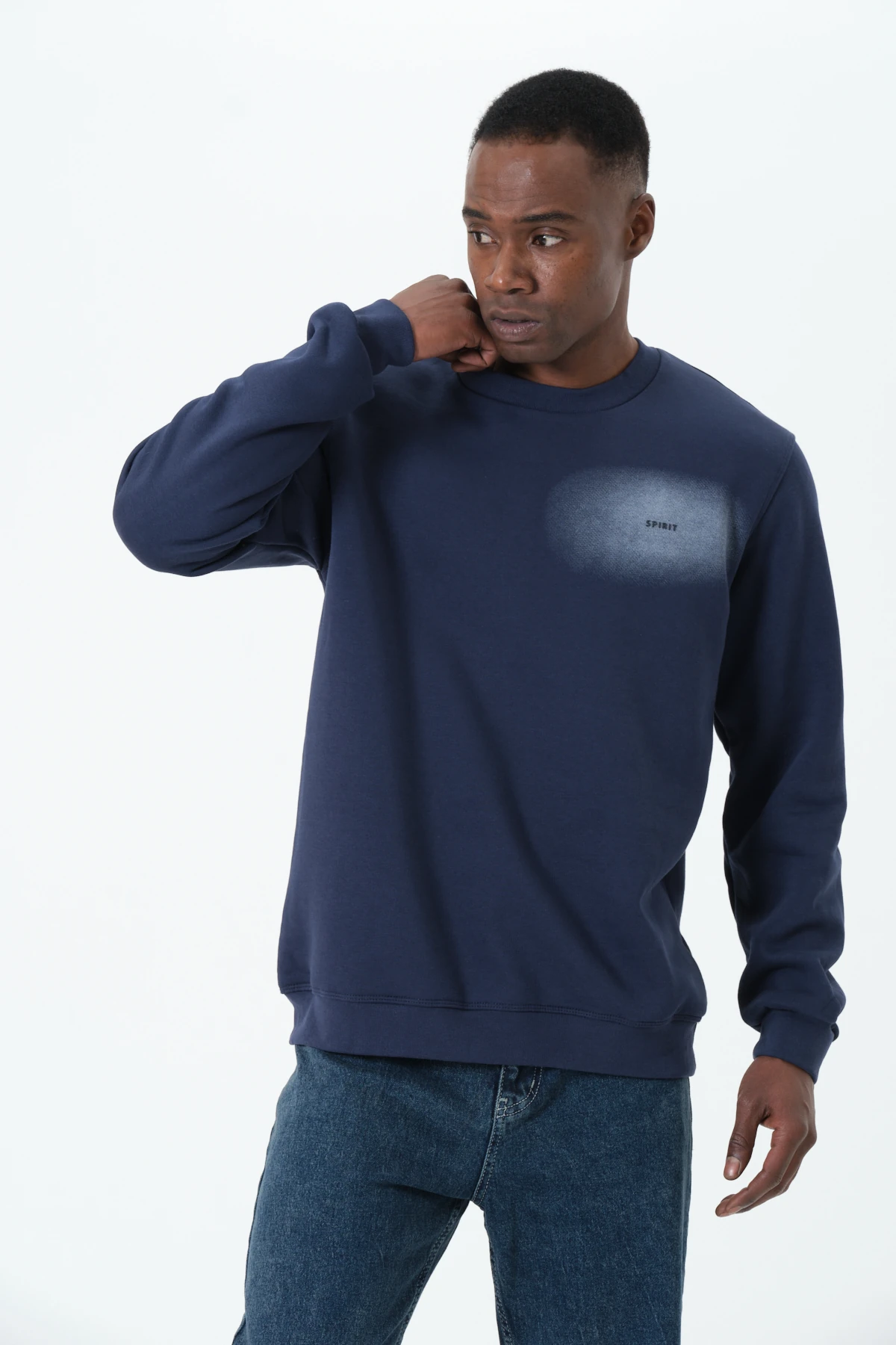 Airbrush Detaylı Sweatshirt - Lacivert