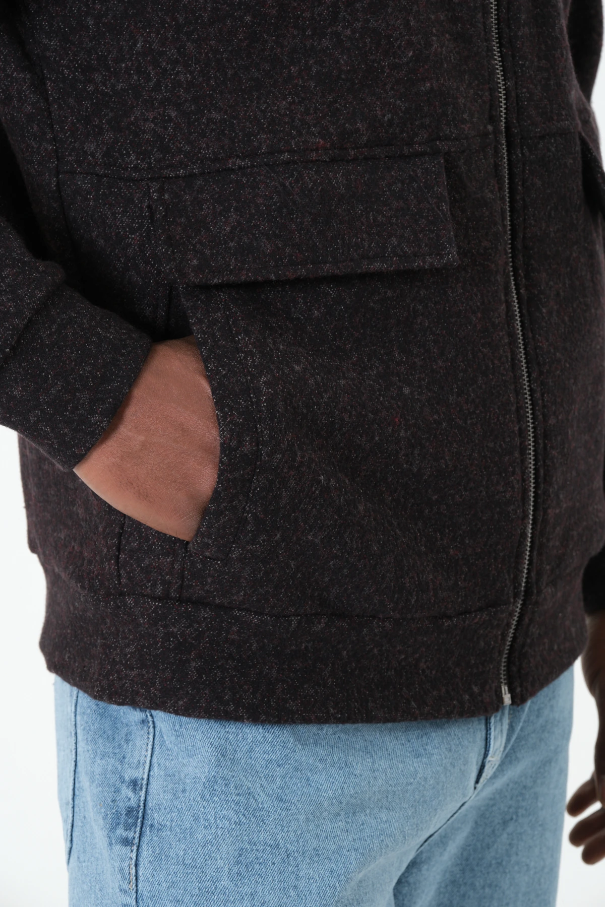 Koyu Andre Fermuarlı Ceket