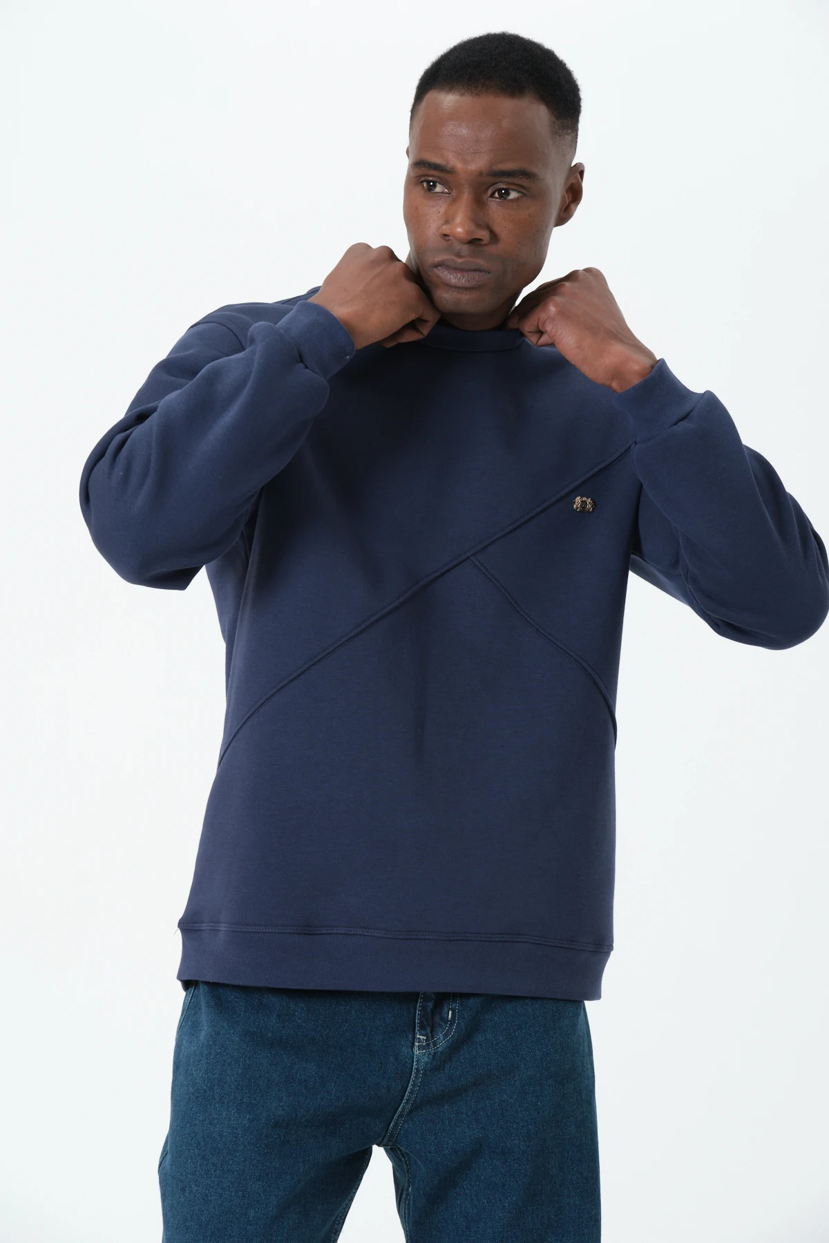 Dikiş Detaylı Sweatshirt - Lacivert